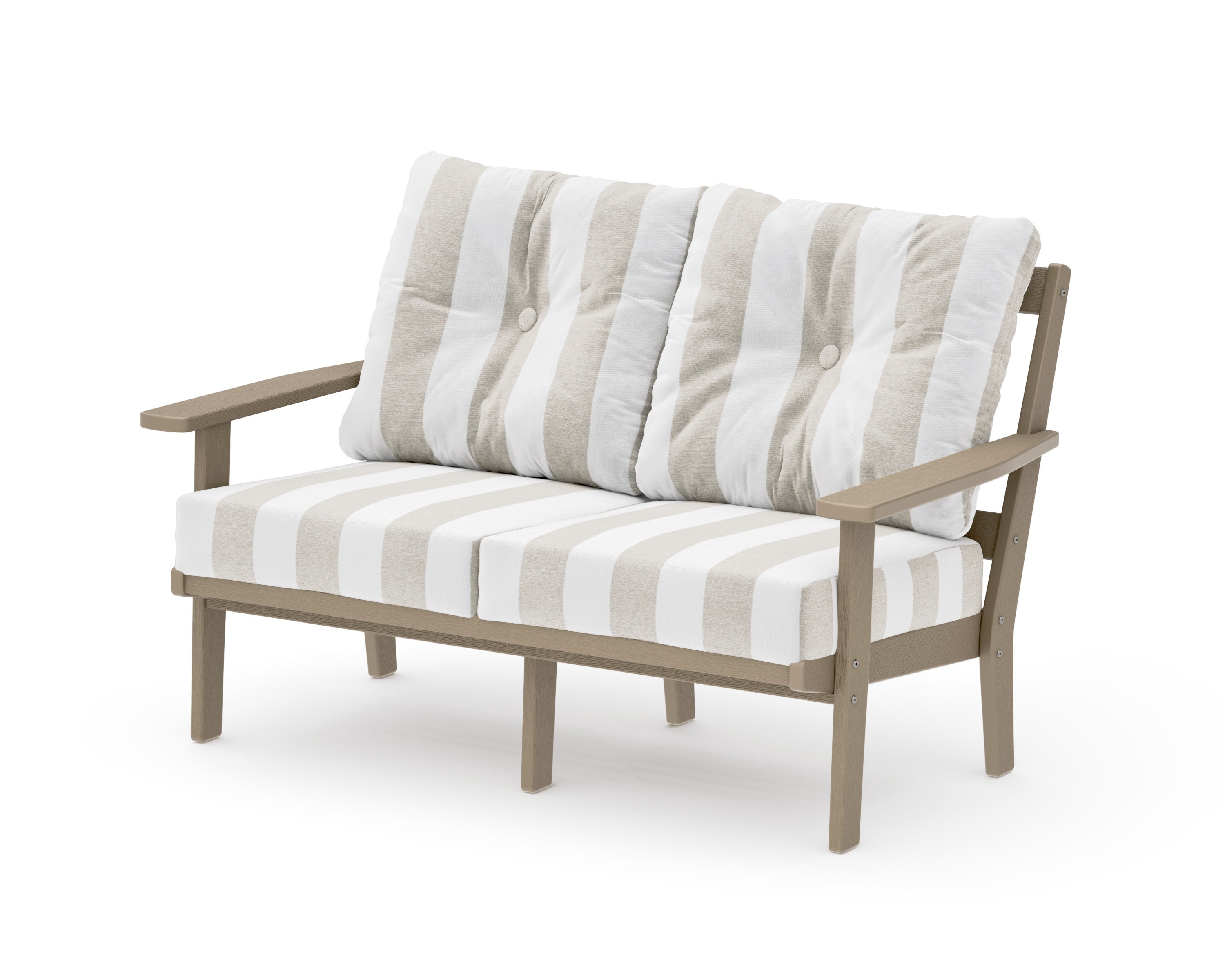 Oxford Deep SeatingLoveseat in Vintage Sahara / Cabana Stripe Dune Burlap
