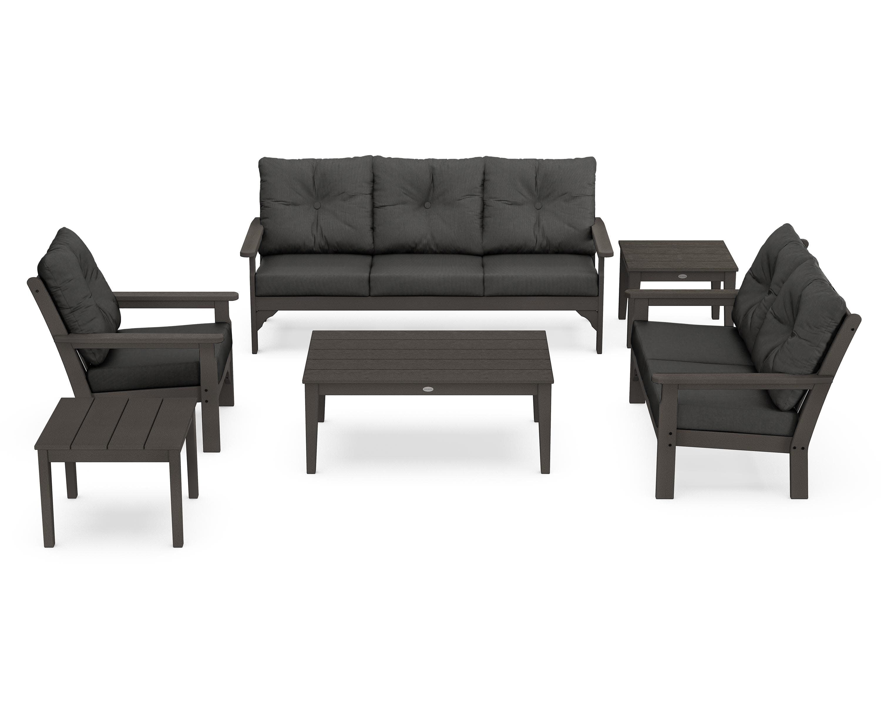 Vineyard 6-Piece Deep Seating Set in Vintage Coffee / Spectrum Carbon