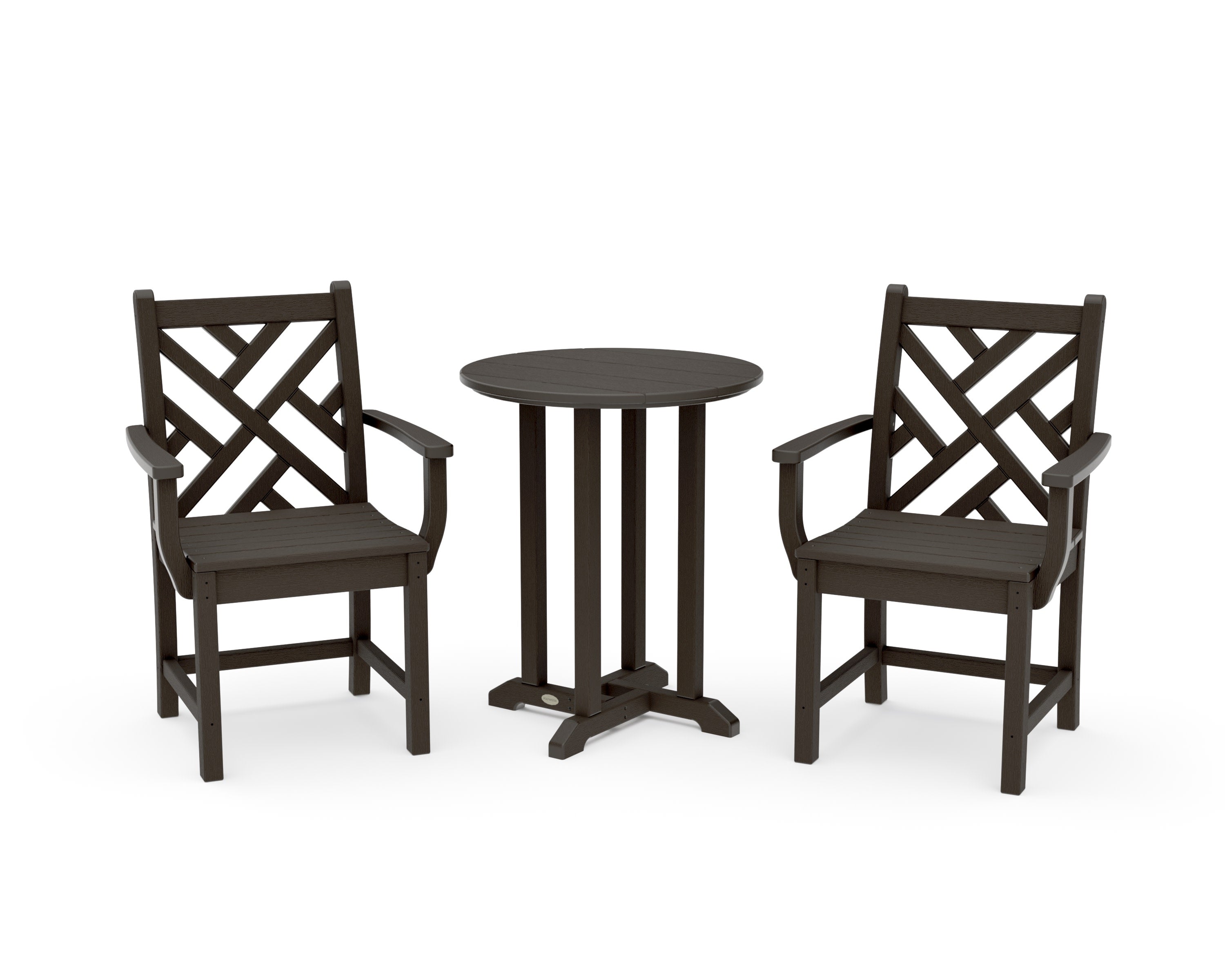 Chippendale 3-Piece Round Bistro Dining Set in Vintage Coffee