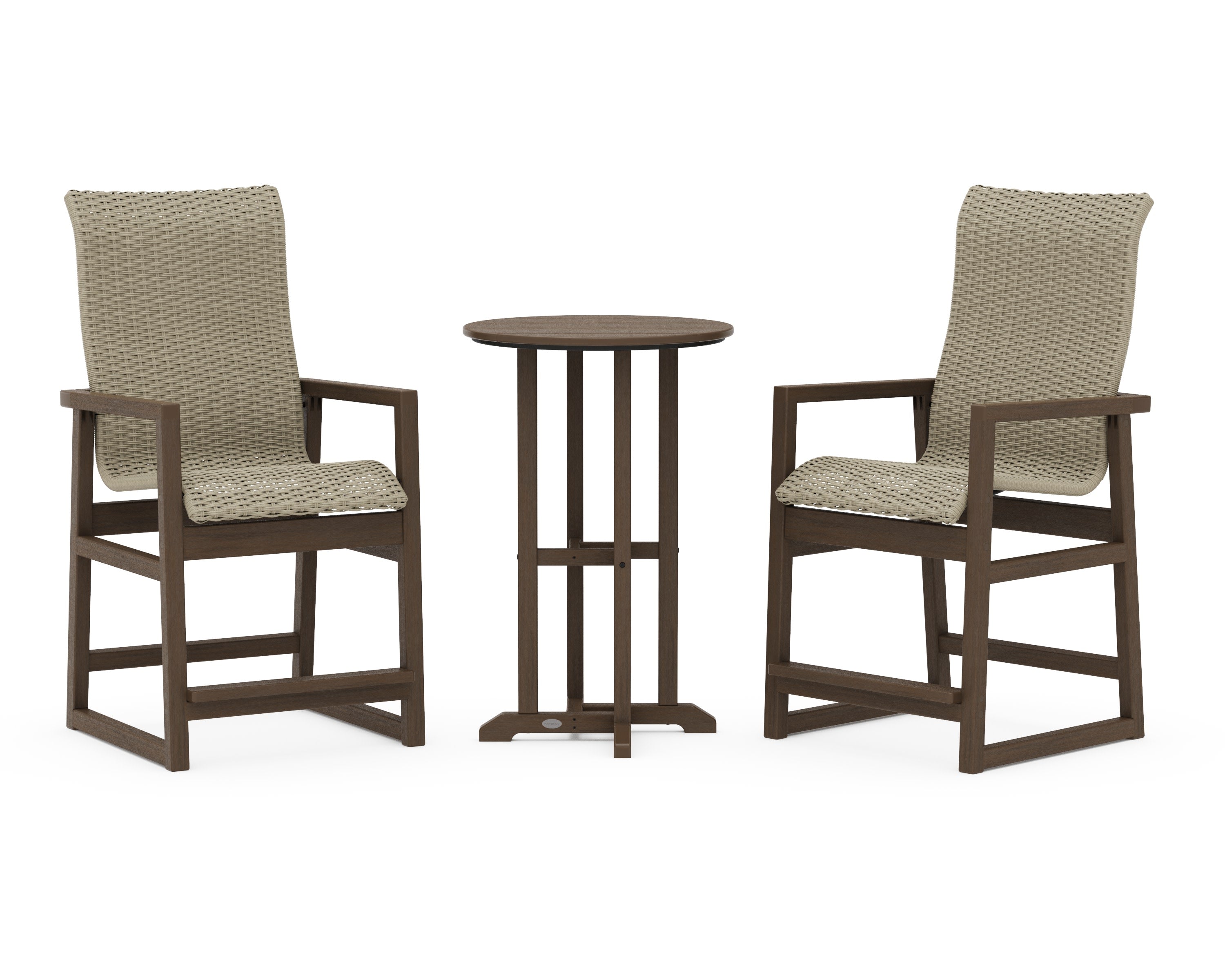 EDGE Woven Highback 3-Piece Farmhouse Counter Set in Kona / Dune Grass