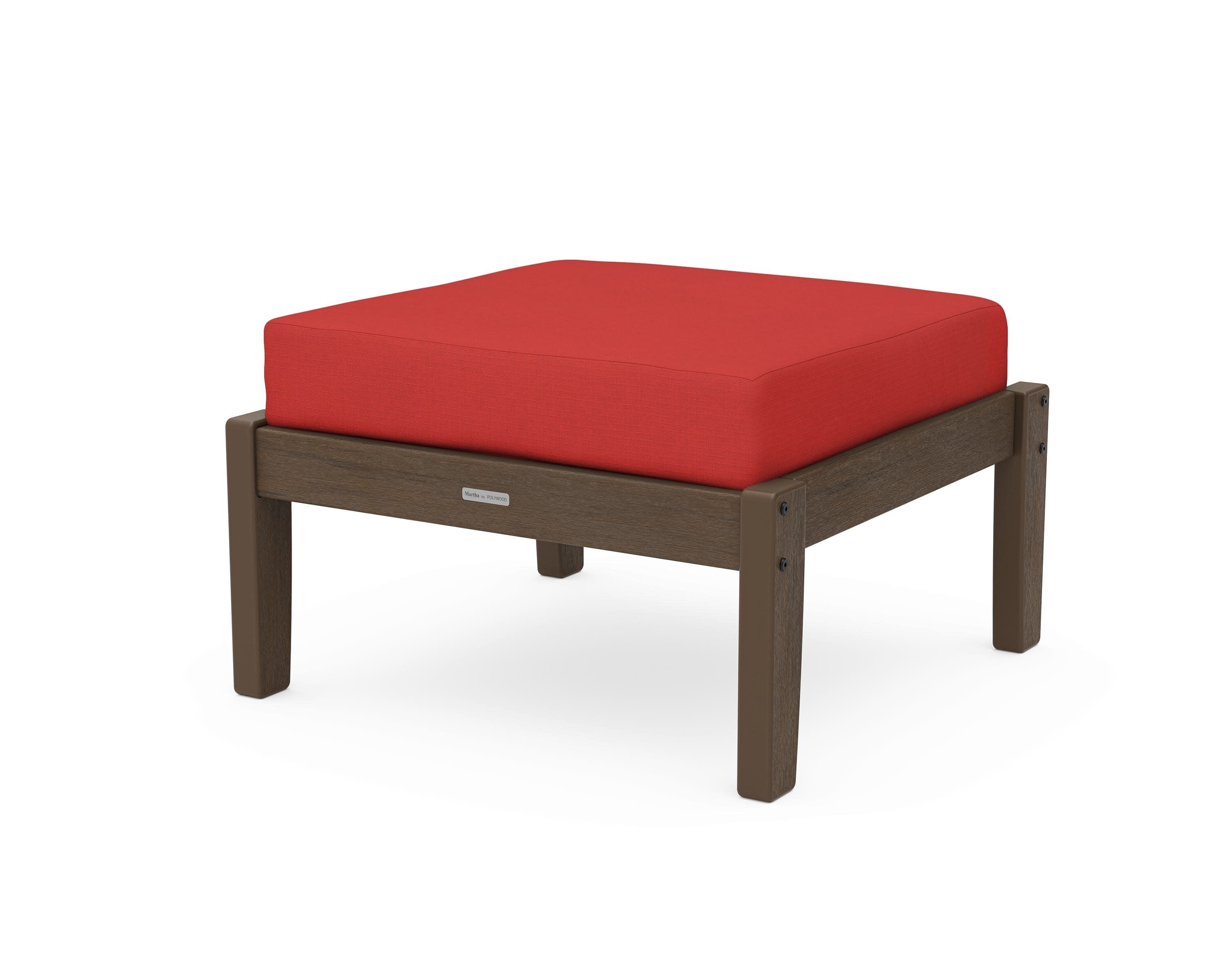 Chinoiserie Deep Seating Ottoman in Kona / Crimson Linen