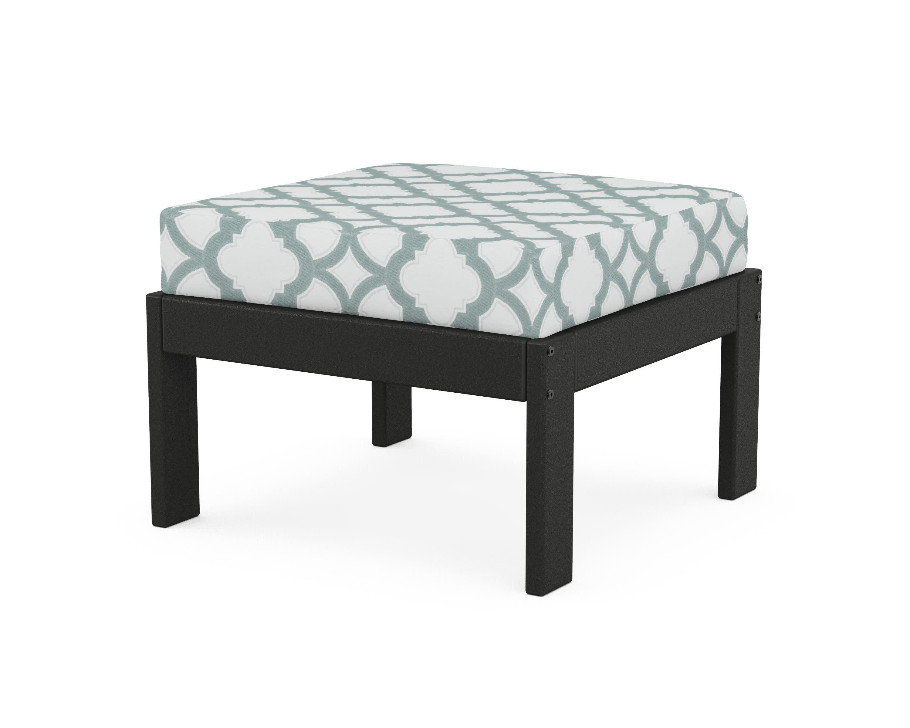 Vineyard Modular Ottoman in Black / Trellis Glacier Spa