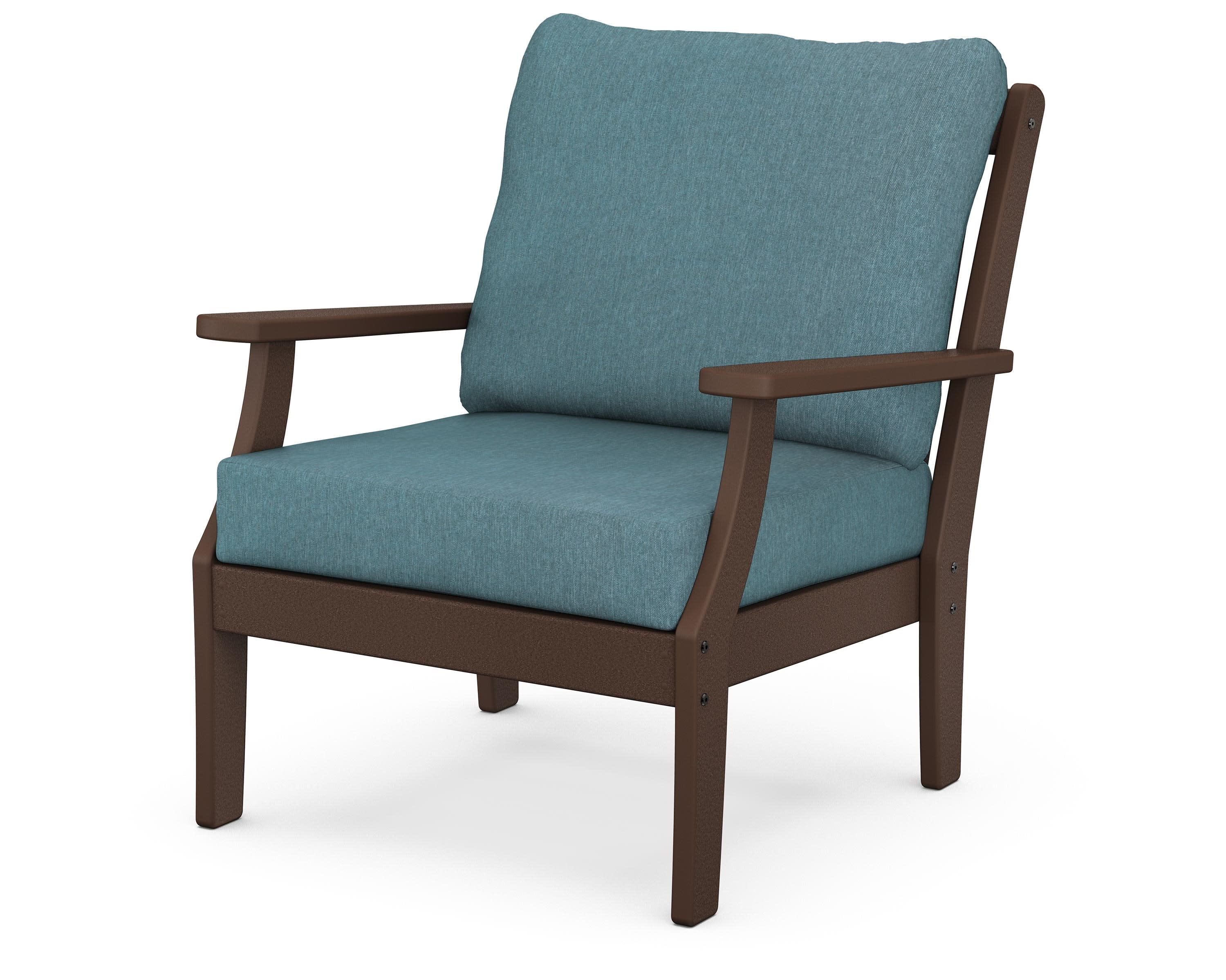Braxton Deep Seating Chair in Mahogany / Ocean Teal