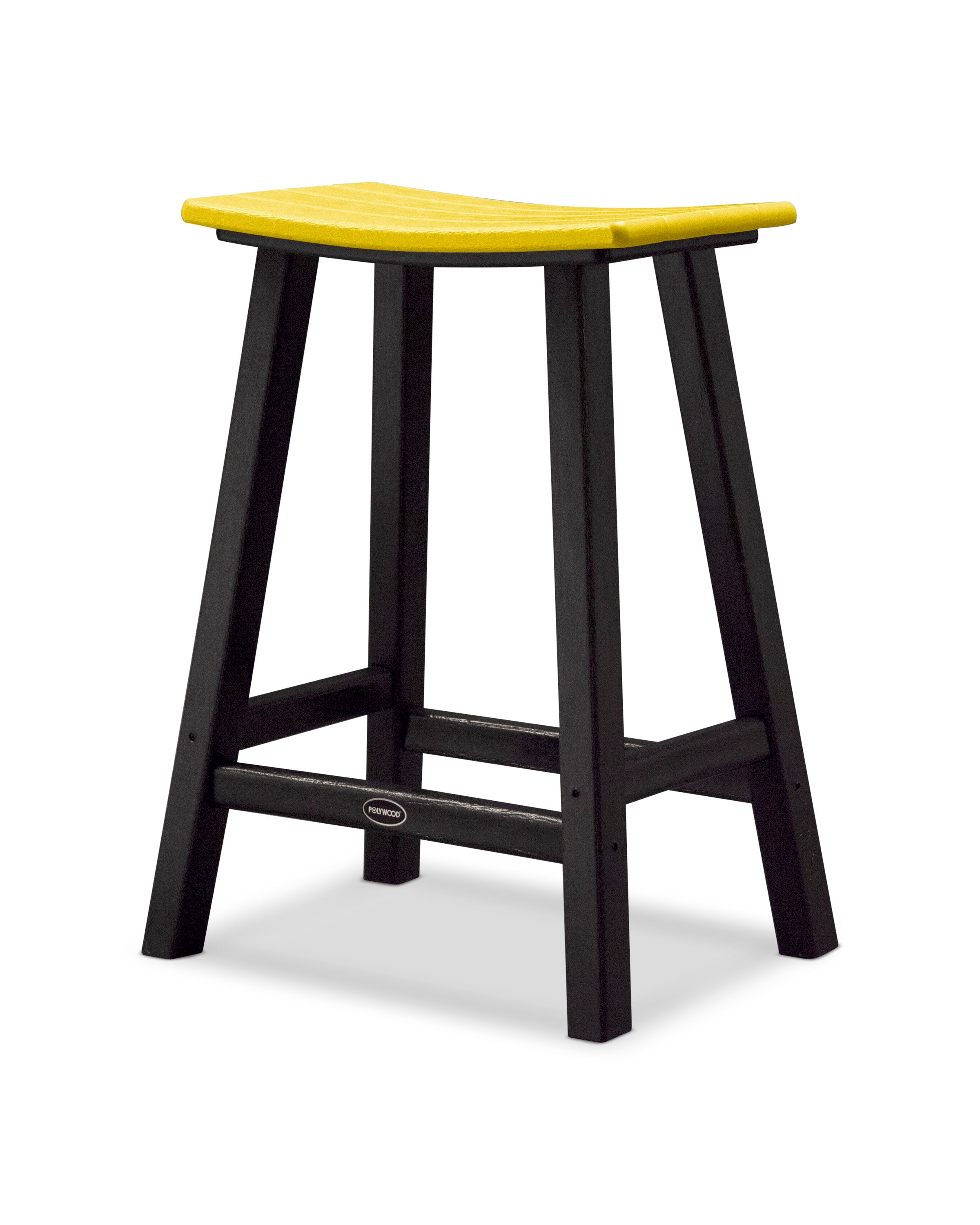 Contempo 24" Saddle Counter Stool in Black / Lemon