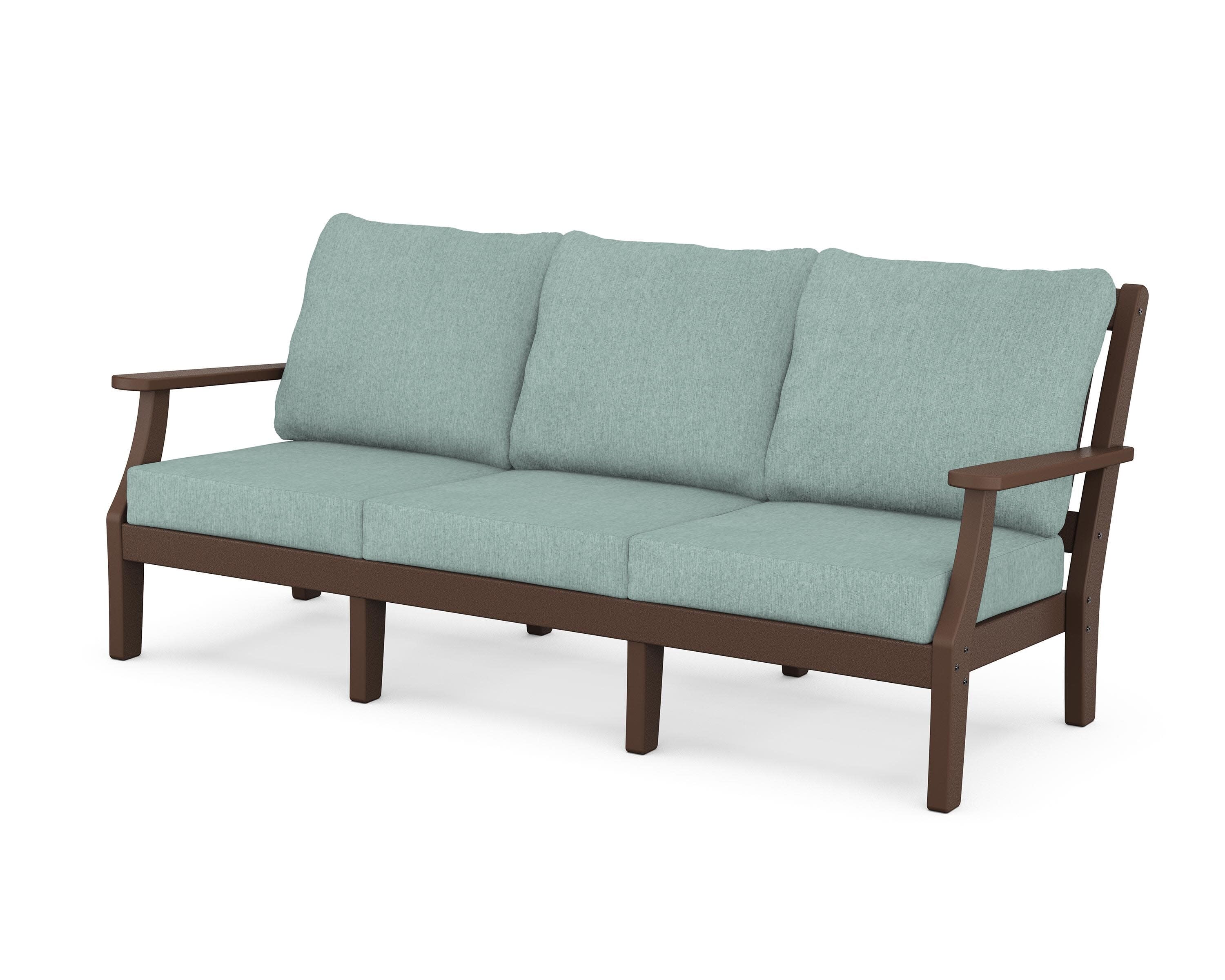 Chinoiserie Deep Seating Sofa in Mahogany / Glacier Spa