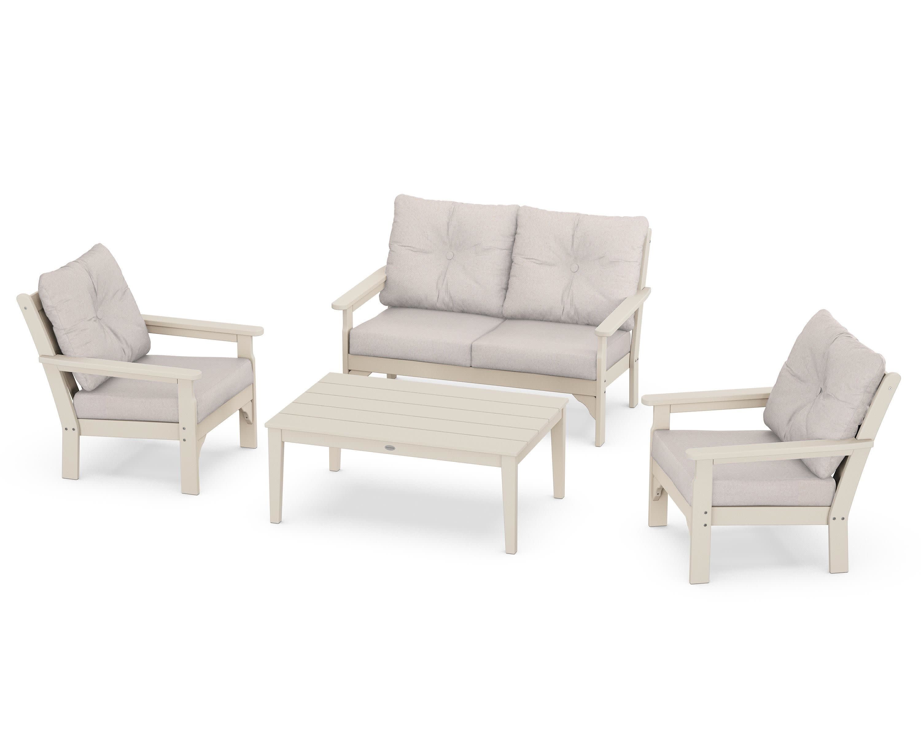 Vineyard 4-Piece Deep Seating Set in Sand / Dune Burlap