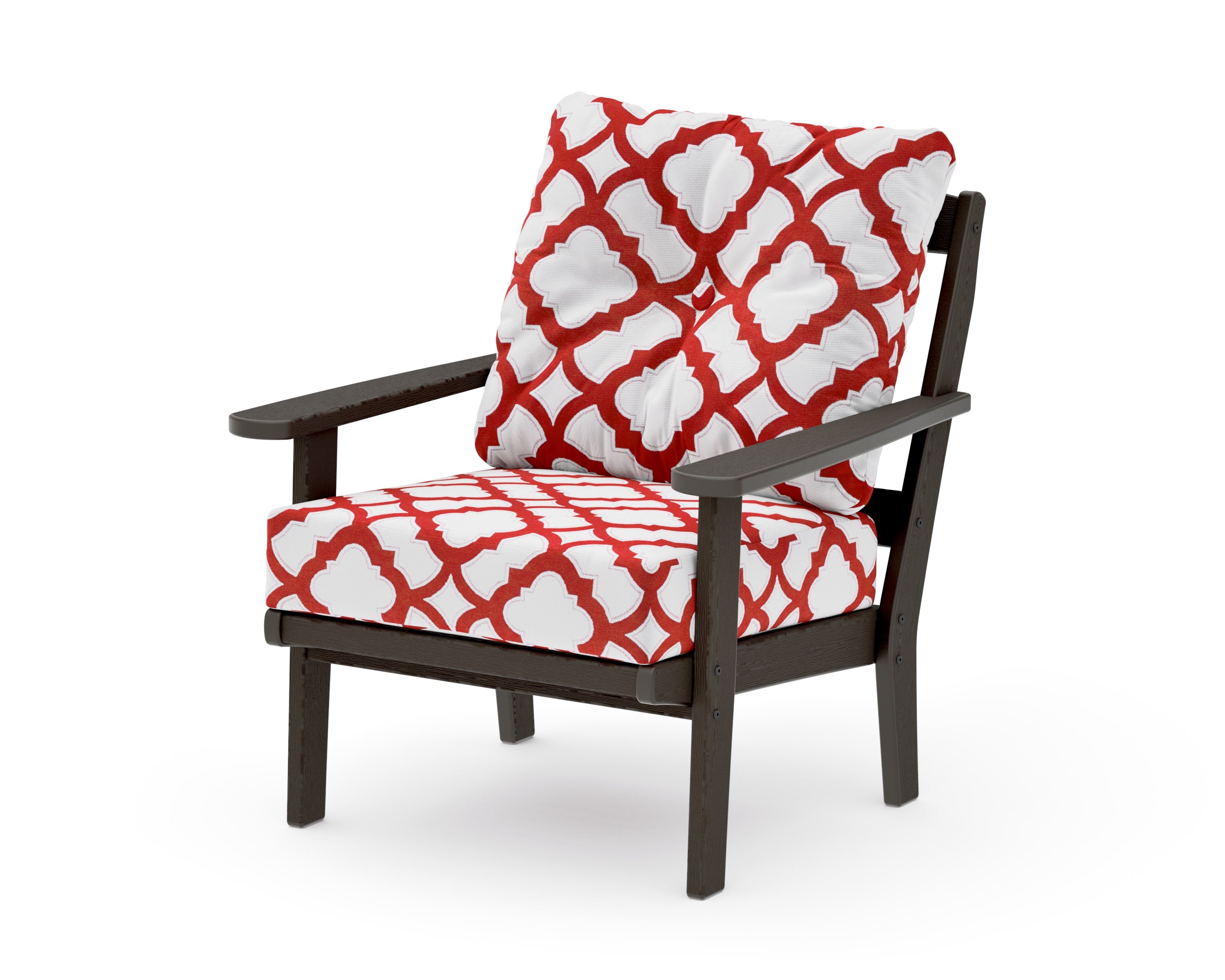 Mission Deep Seating Chair in Vintage Coffee / Trellis Crimson