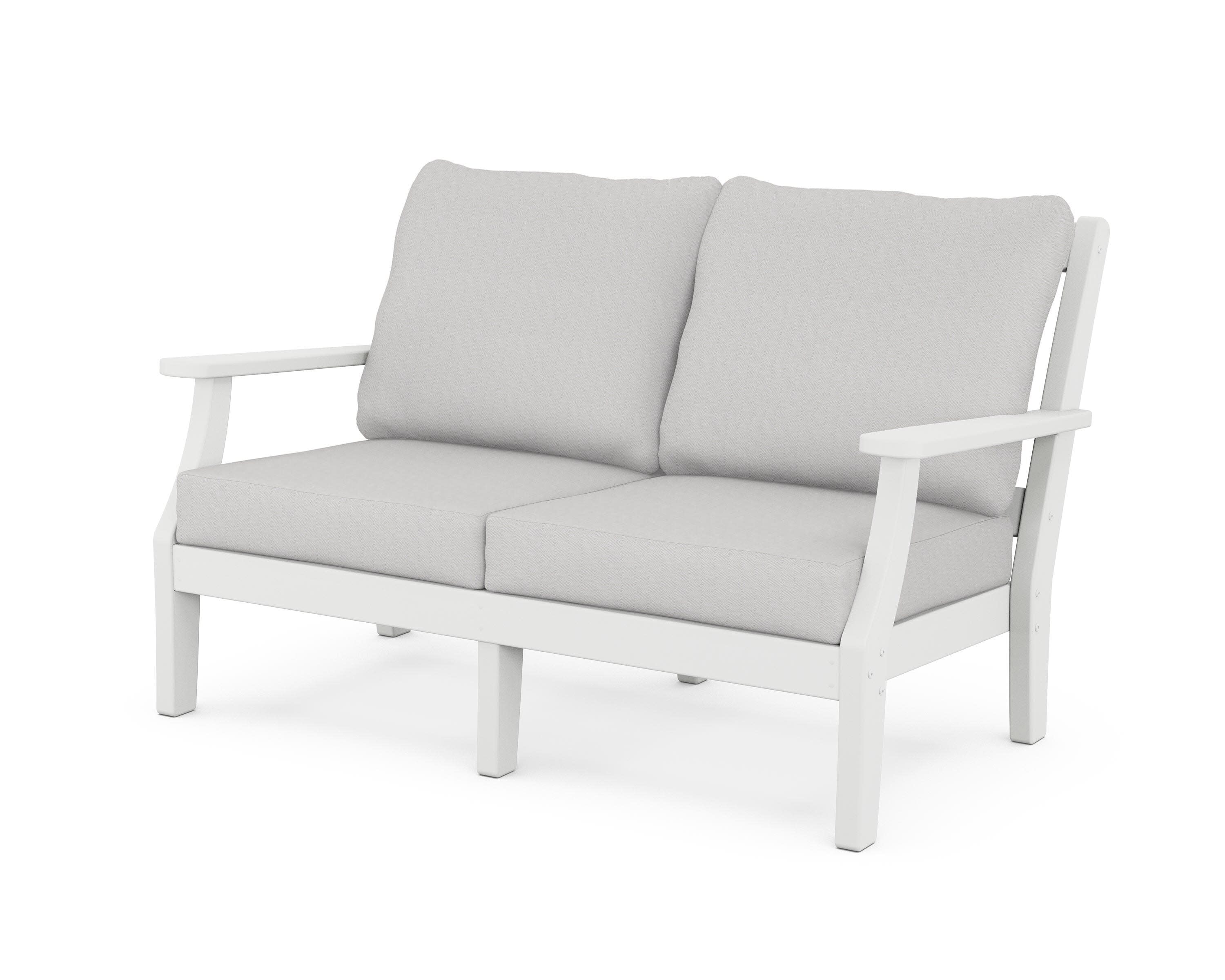 Chinoiserie Deep Seating Loveseat in White / Diamond in the Rough