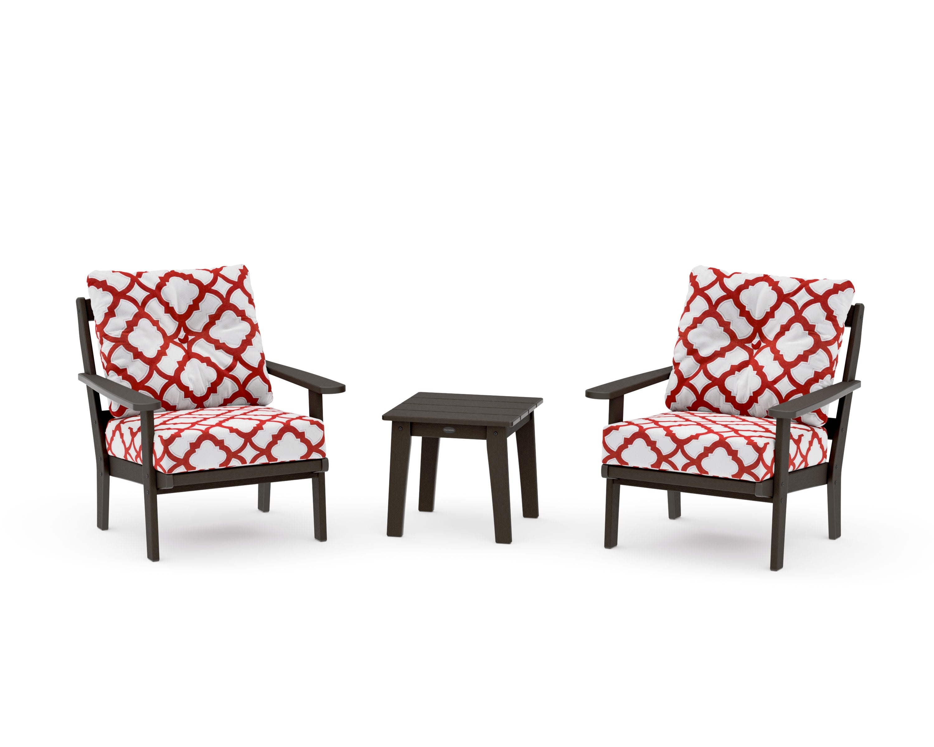 Mission 3-Piece Deep Seating Set in Vintage Coffee / Trellis Crimson