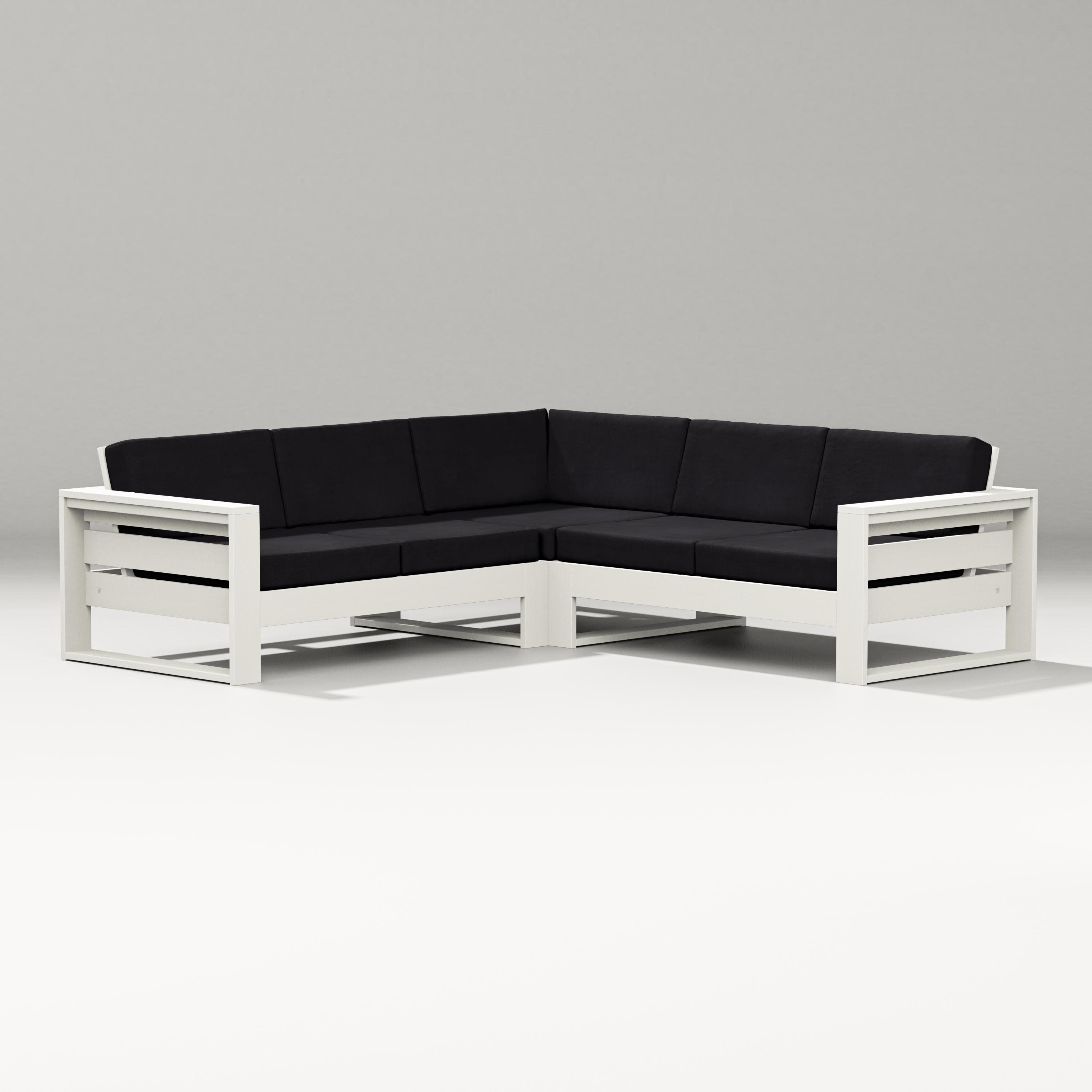 Latitude Corner Sectional in Vintage White / Midnight Linen