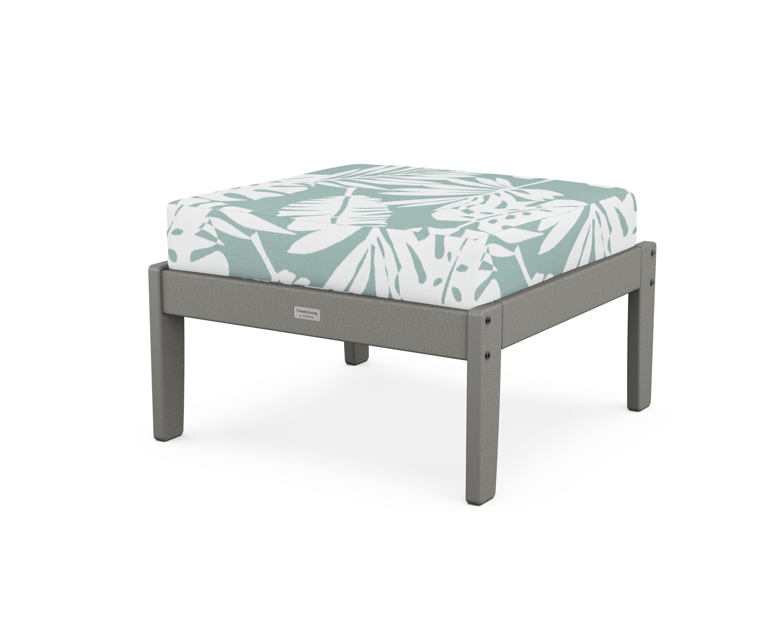 Cottage Deep Seating Ottoman in Slate Grey / Leaf Glacier Spa