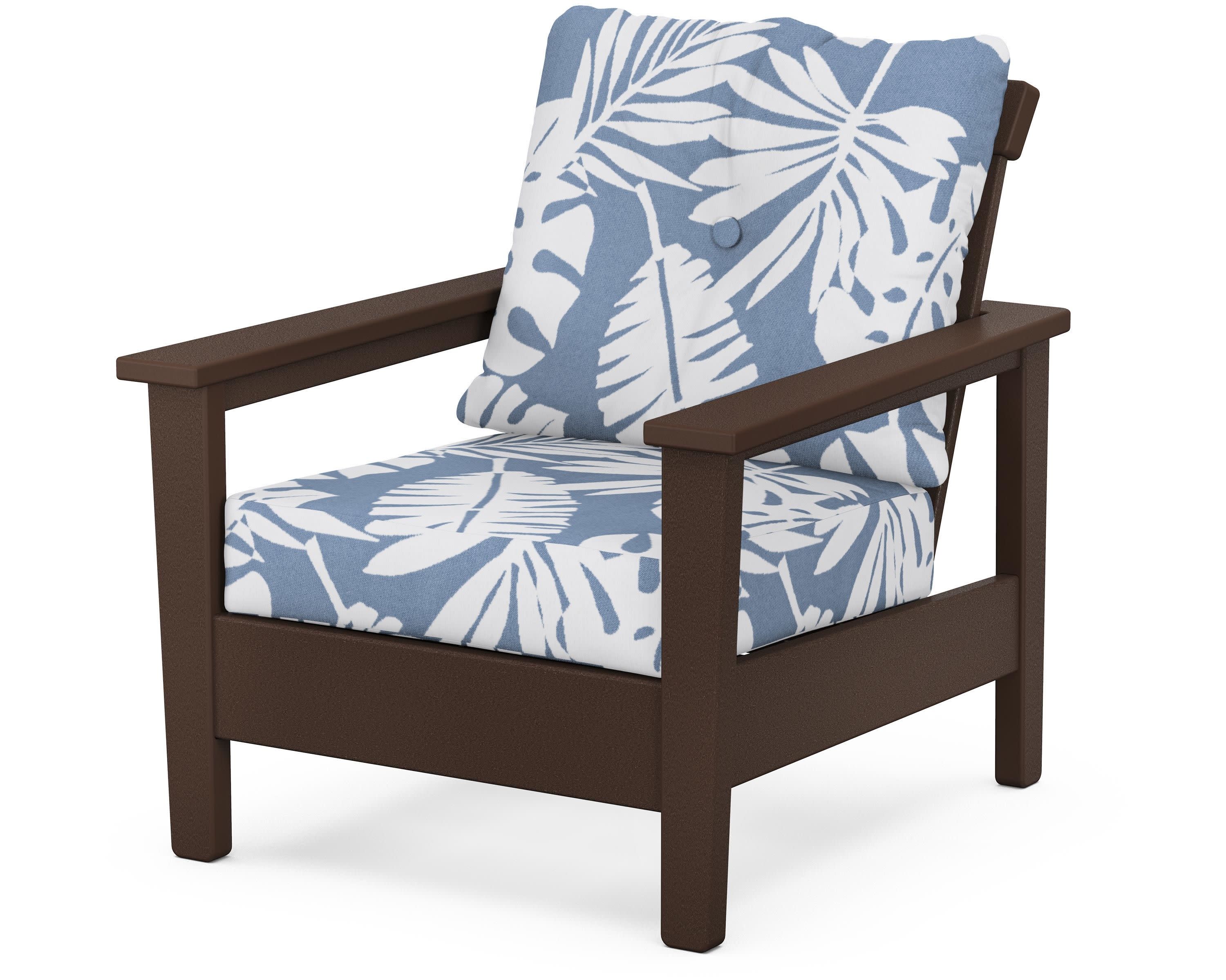 Prescott Deep Seating Chair in Mahogany / Leaf Sky Blue
