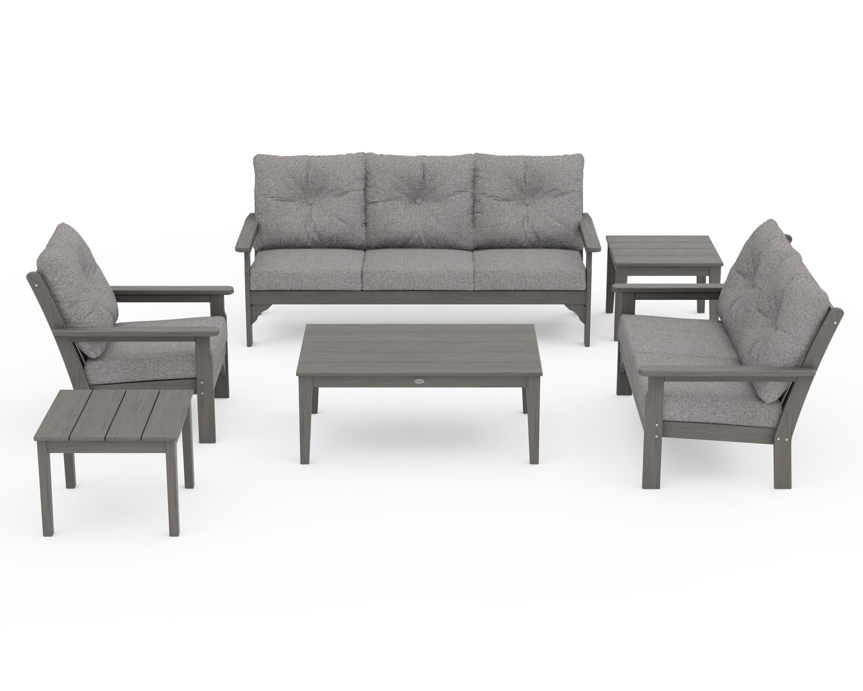 Vineyard 6-Piece Deep Seating Set in Driftwood / Grey Mist