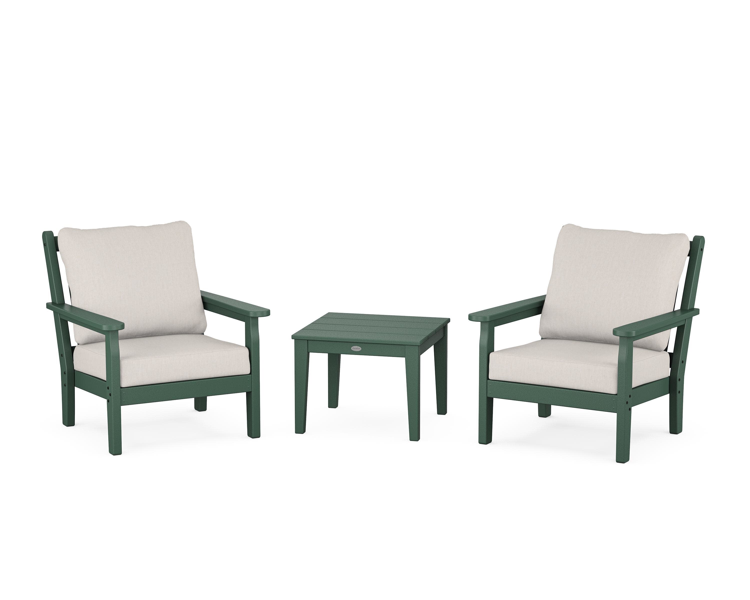Chippendale 3-Piece Deep Seating Set in Green / Cast Ash
