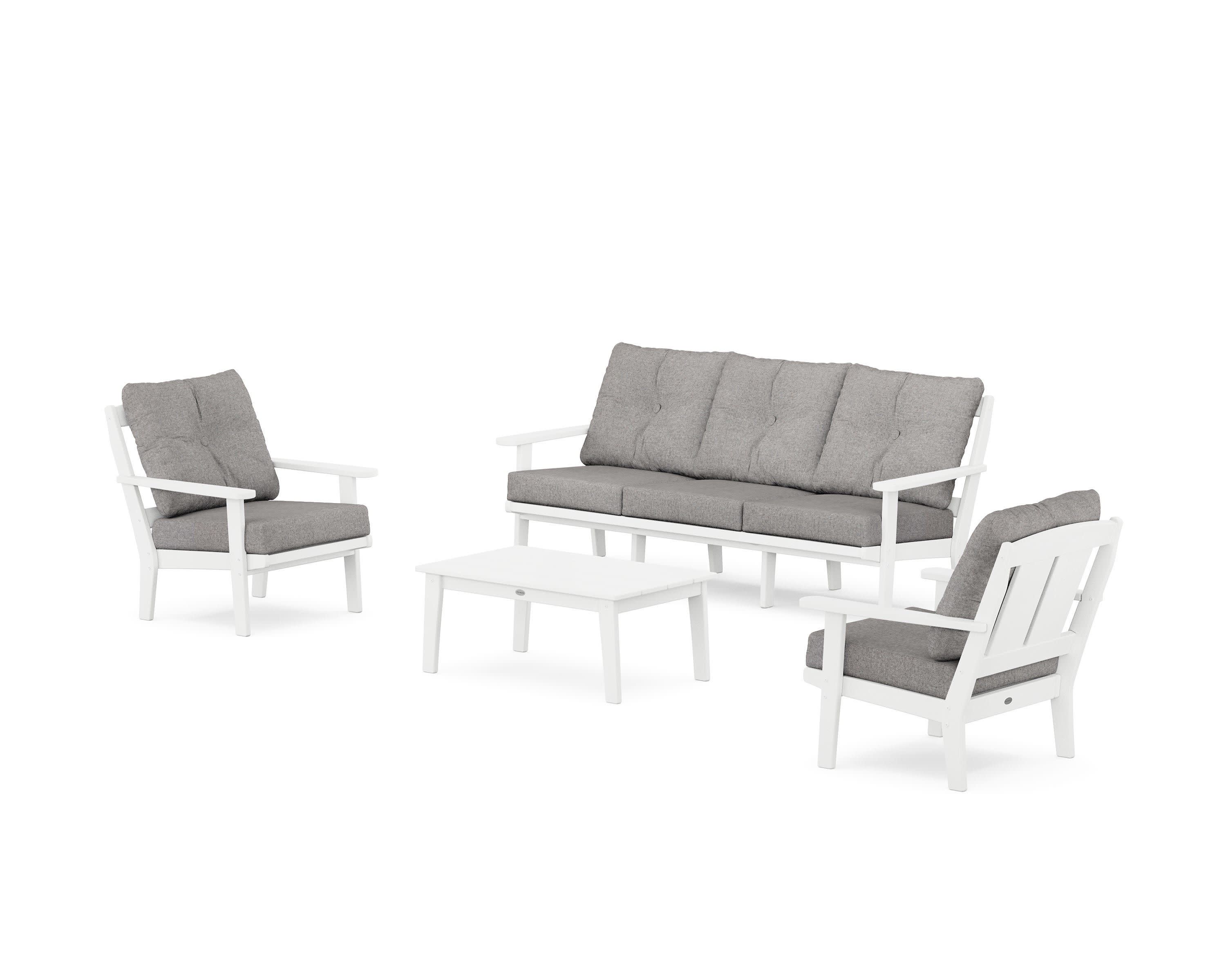 Mission 4-Piece Deep Seating Set with Sofa in White / Grey Mist