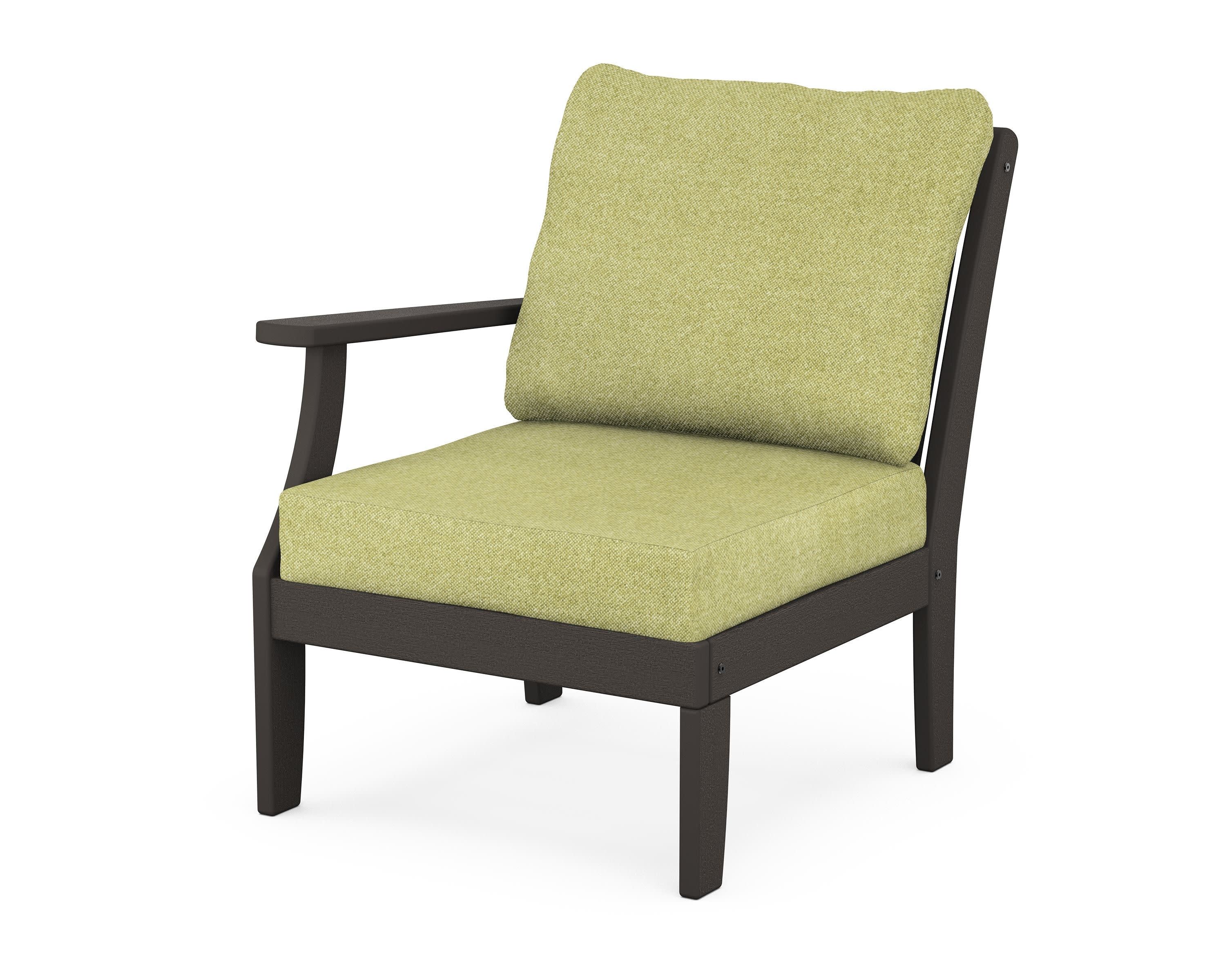 Braxton Modular Left Arm Chair in Vintage Coffee / Chartreuse Boucle
