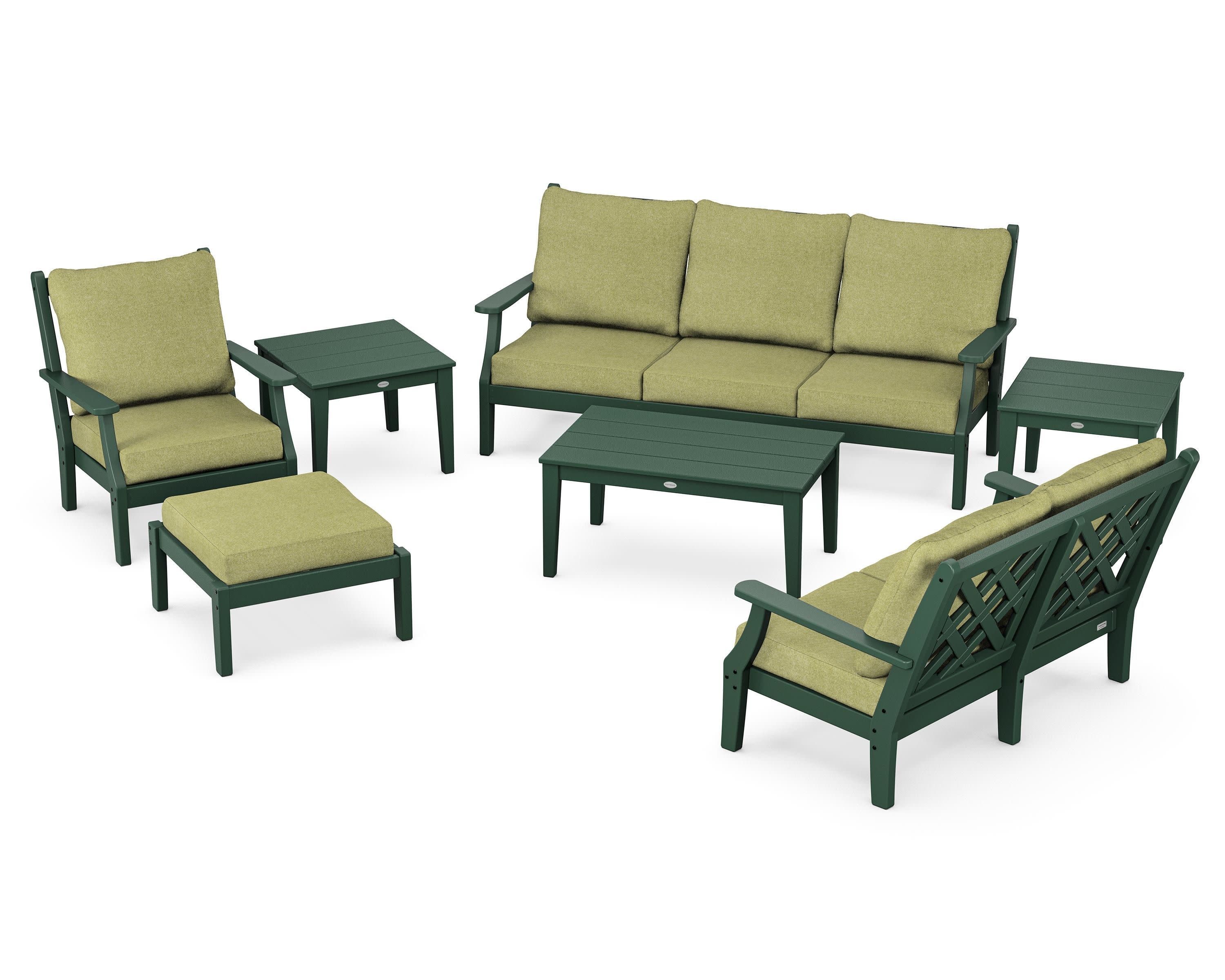 Wovendale 7-Piece Deep Seating Set in Green / Chartreuse Boucle