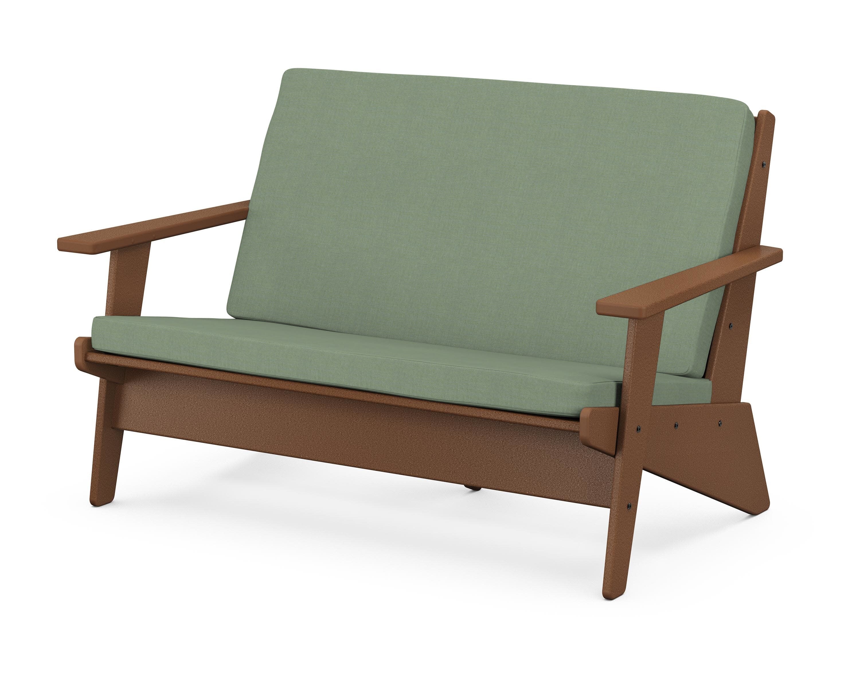 Riviera Modern Lounge Loveseat in Teak / Exhale Rainwashed