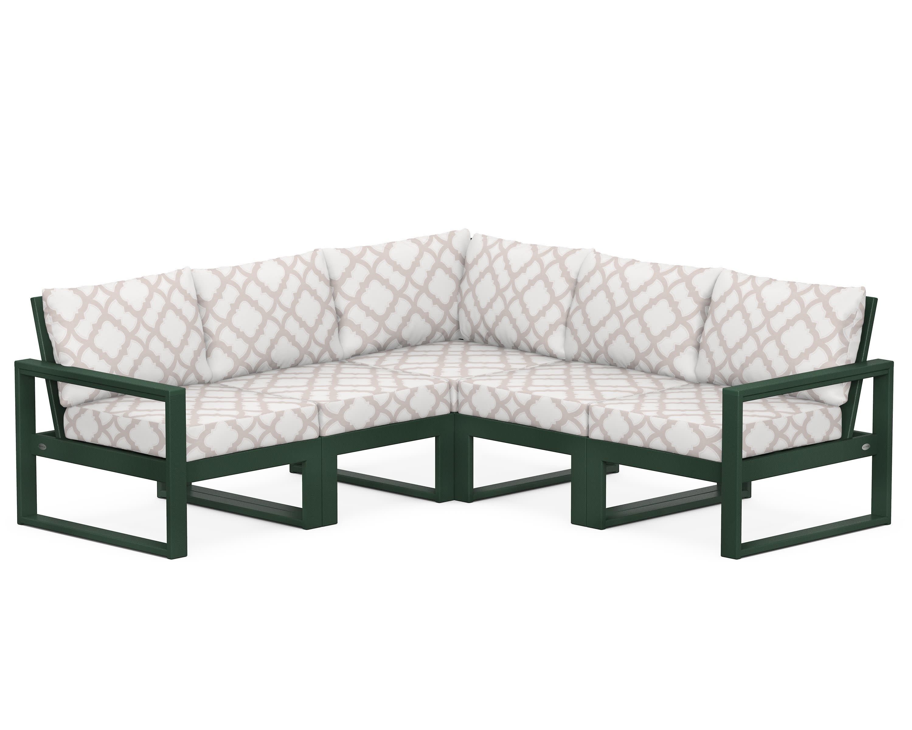 EDGE 5-Piece Modular Deep Seating Set in Green / Trellis Dune Burlap