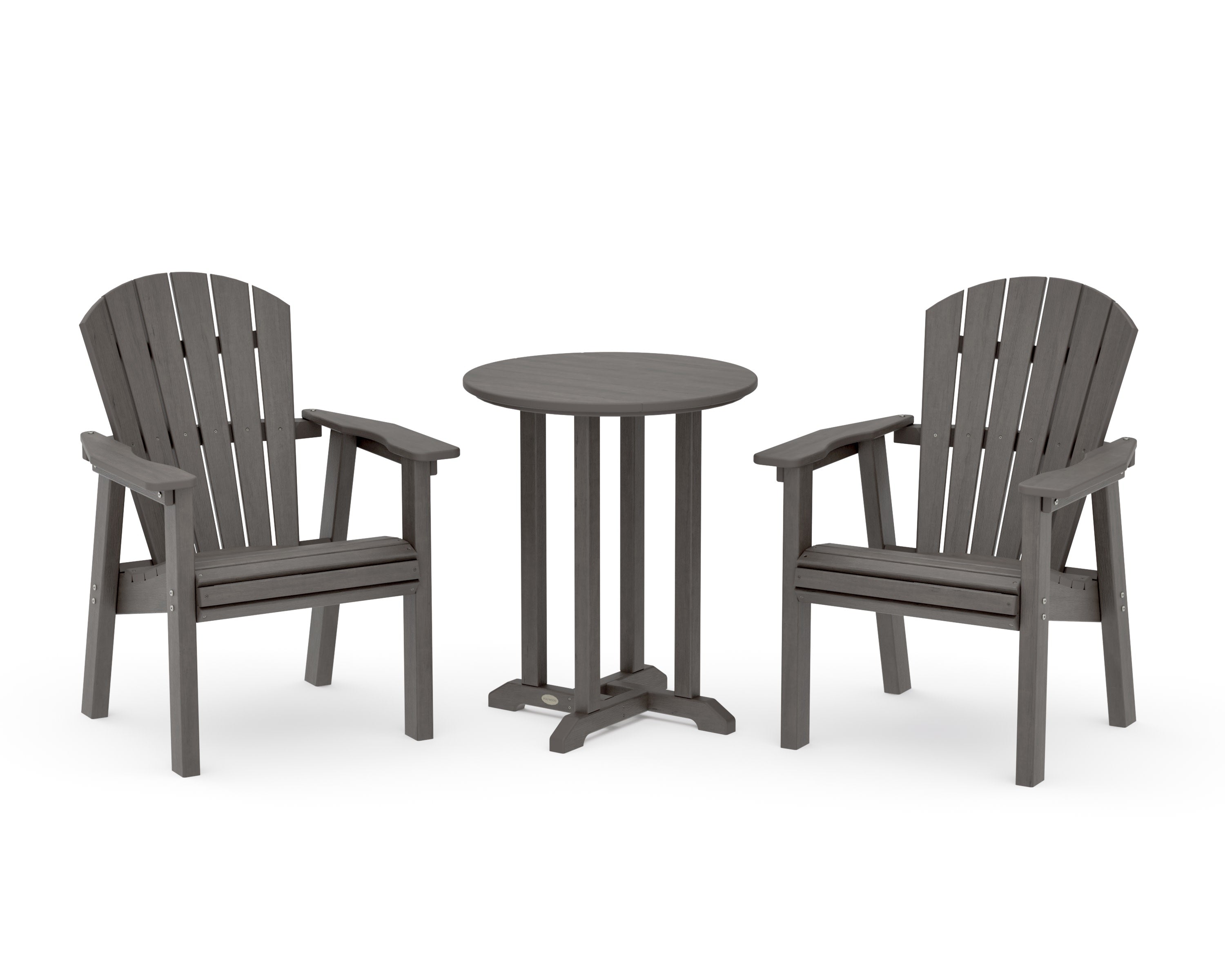 Seashell 3-Piece Round Farmhouse Bistro Dining Set in Driftwood