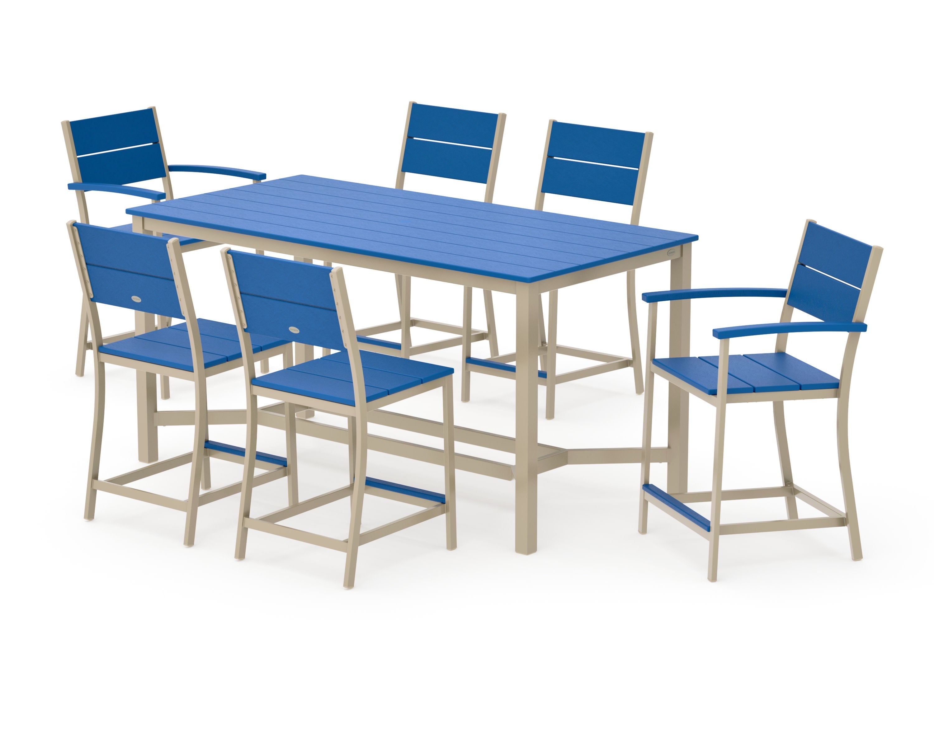 Main Street 7-Piece Counter Set in Sand / Pacific Blue