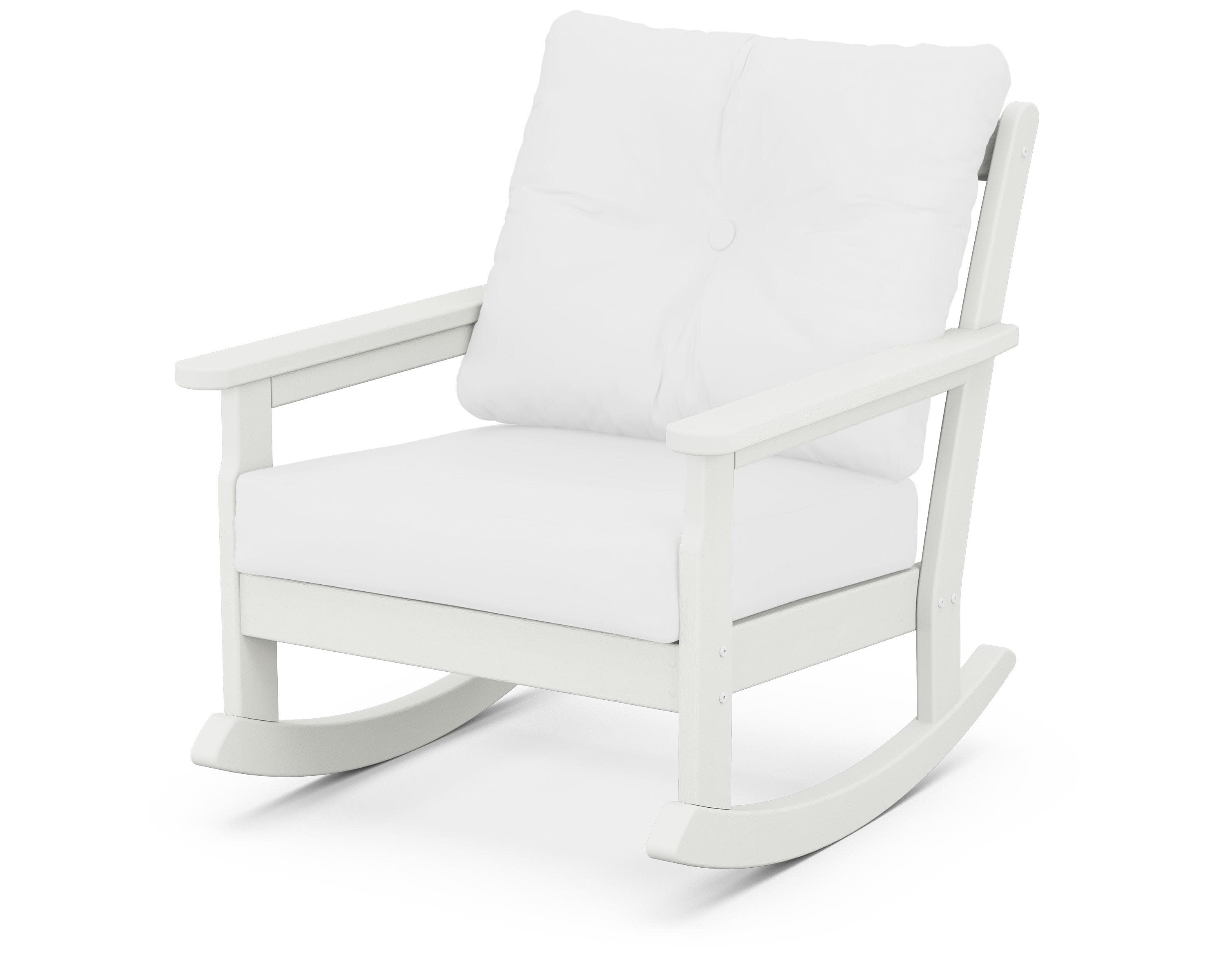 Vineyard Deep Seating Rocking Chair in Vintage White / Natural