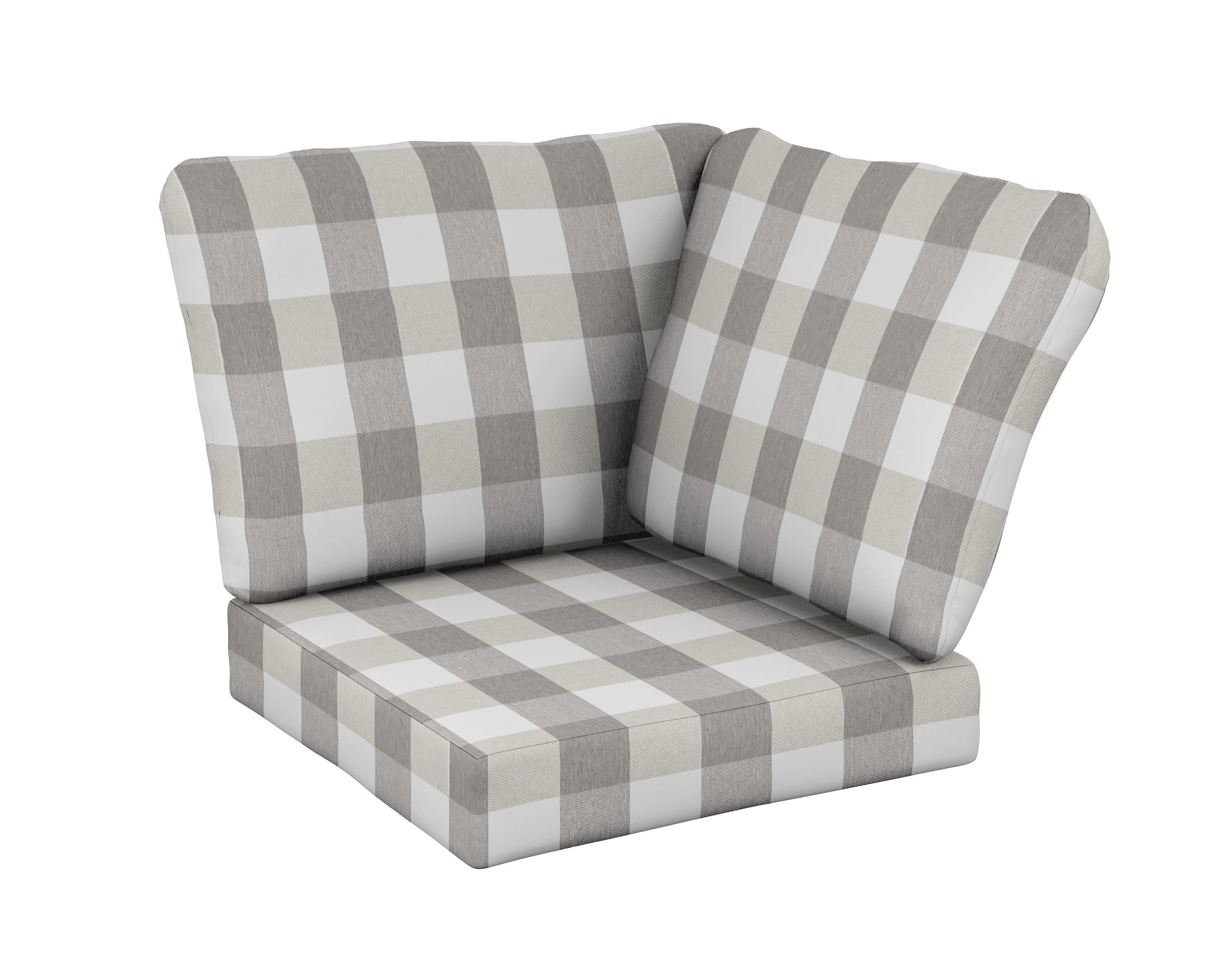 Baffle Modular Corner Cushion in Buffalo Plaid Grey Mist