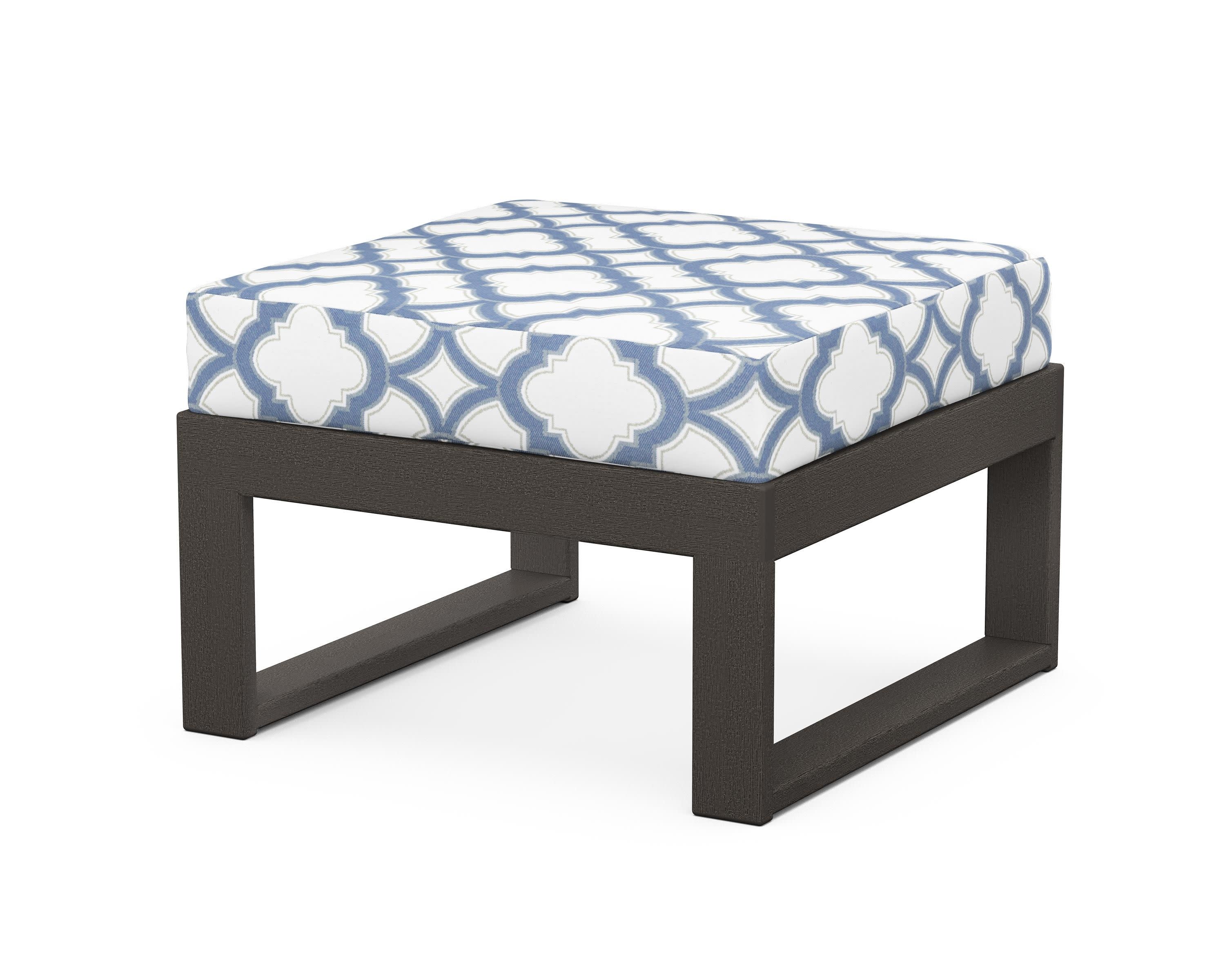 Modular Ottoman - Modern in Vintage Coffee / Trellis Sky Blue