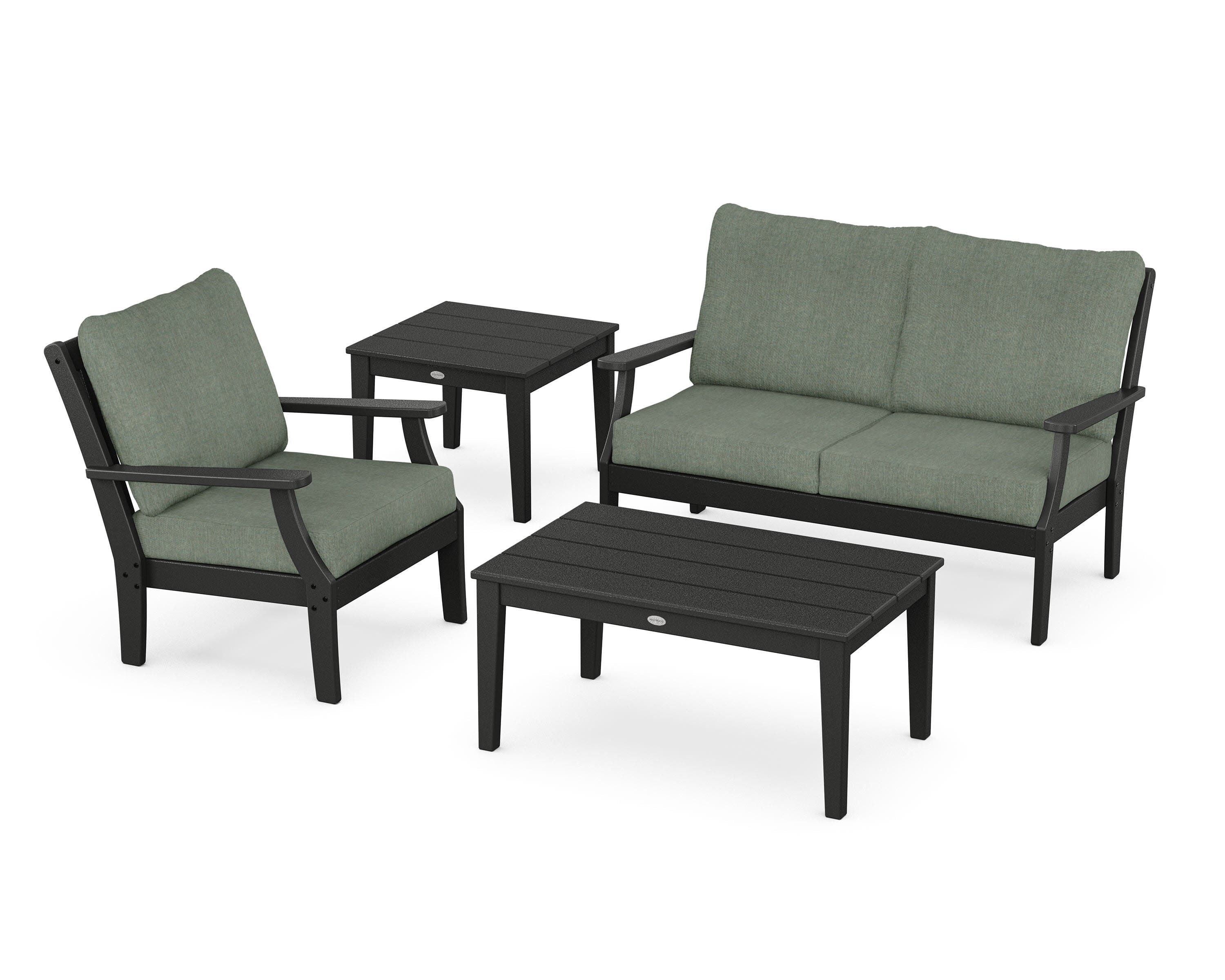 Braxton 4-Piece Deep Seating Set in Black / Cast Sage