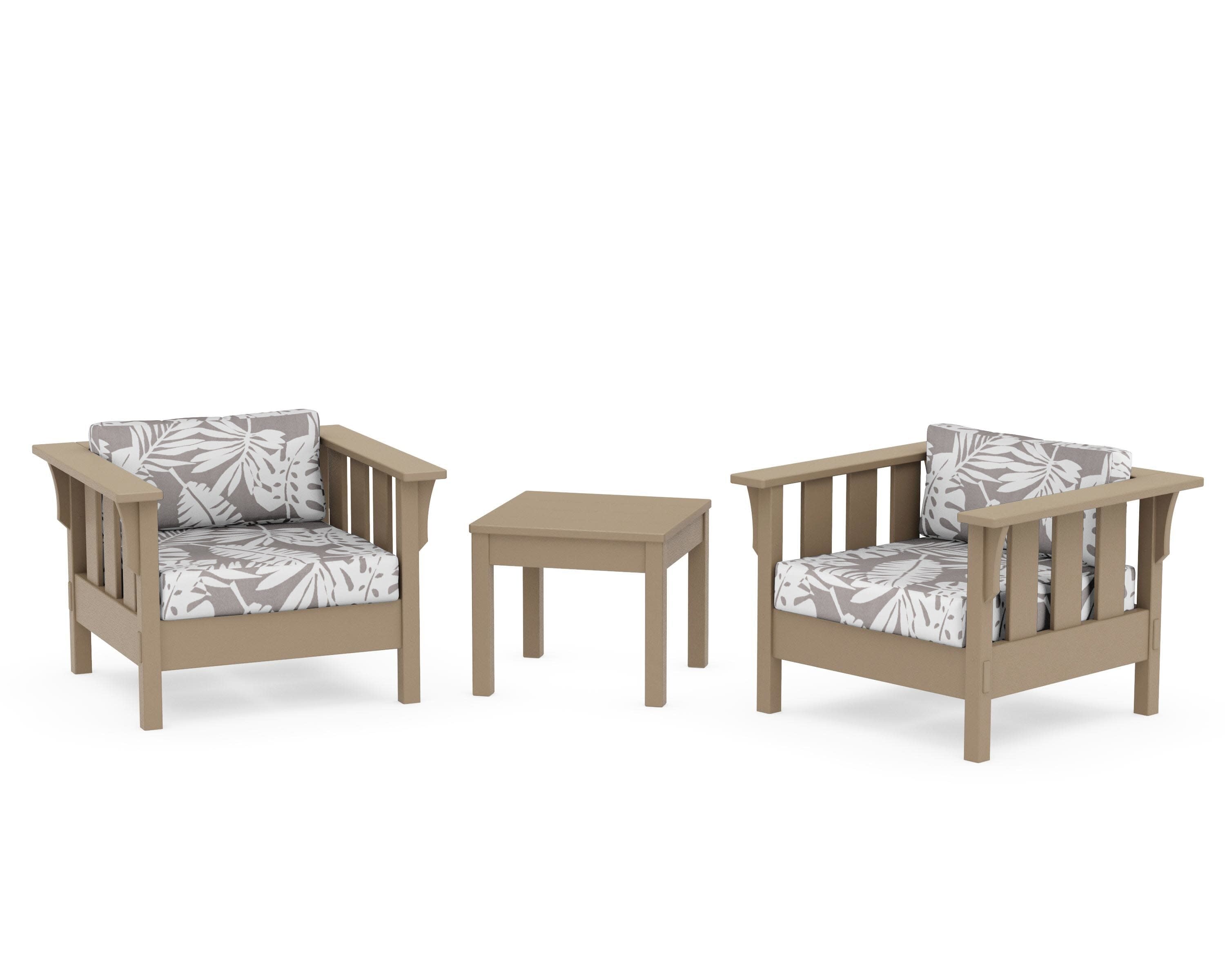 Acadia 3-Piece Deep Seating Set in Vintage Sahara / Leaf Grey Mist