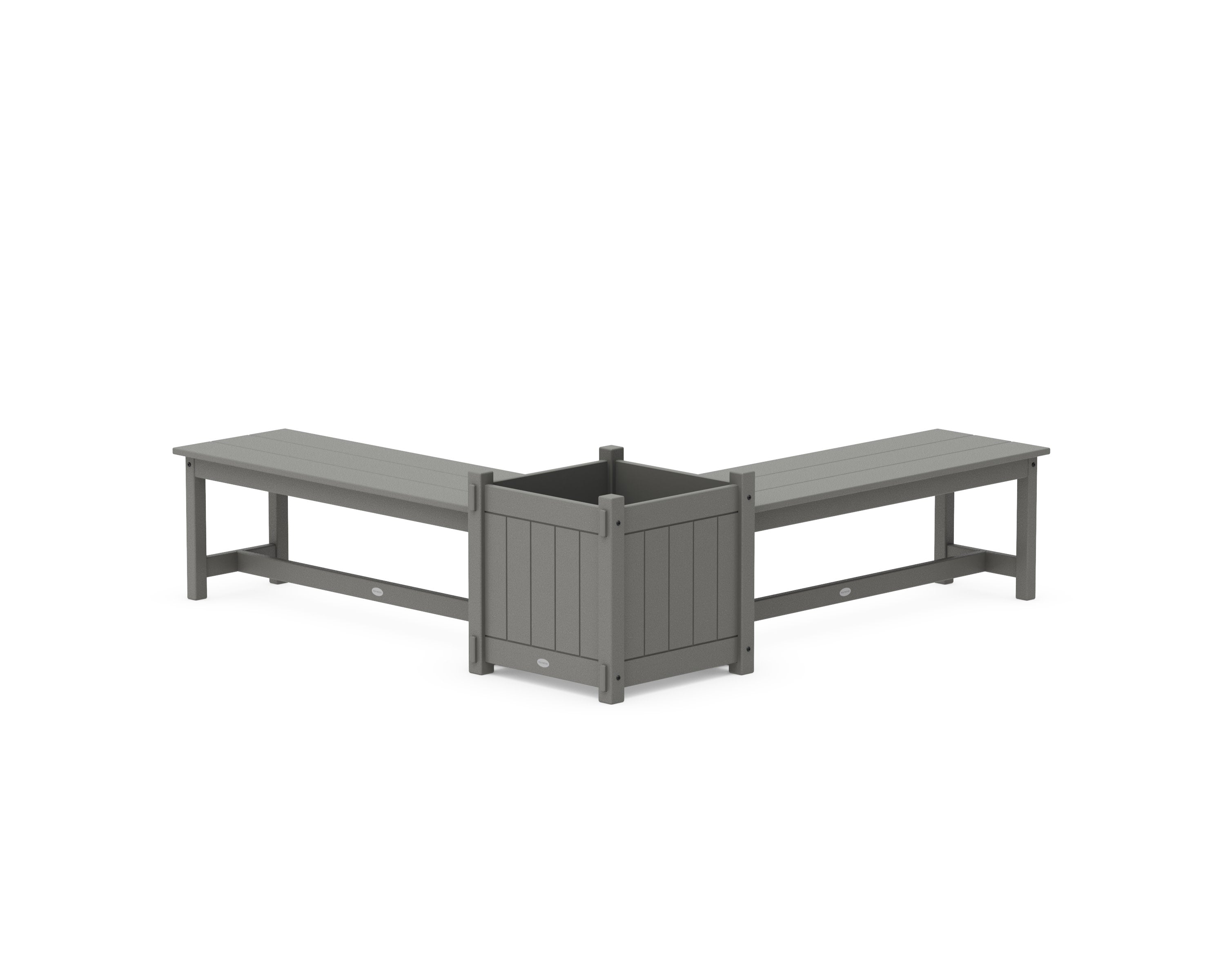 48" Vineyard L- Shaped Planter Bench Set- Large in Slate Grey