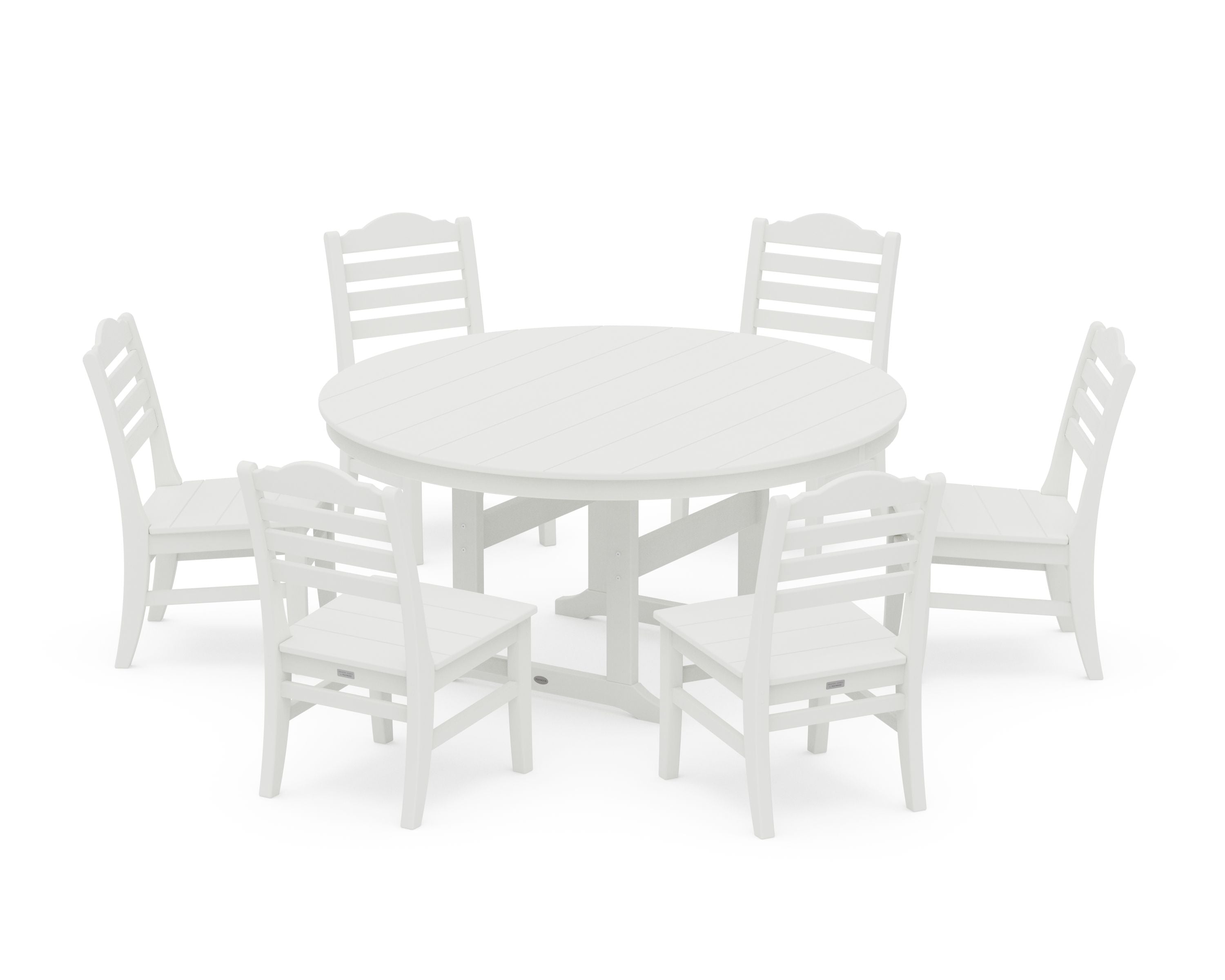 Savannah 7-Piece Side Chair Round Farmhouse Dining Set in Vintage White