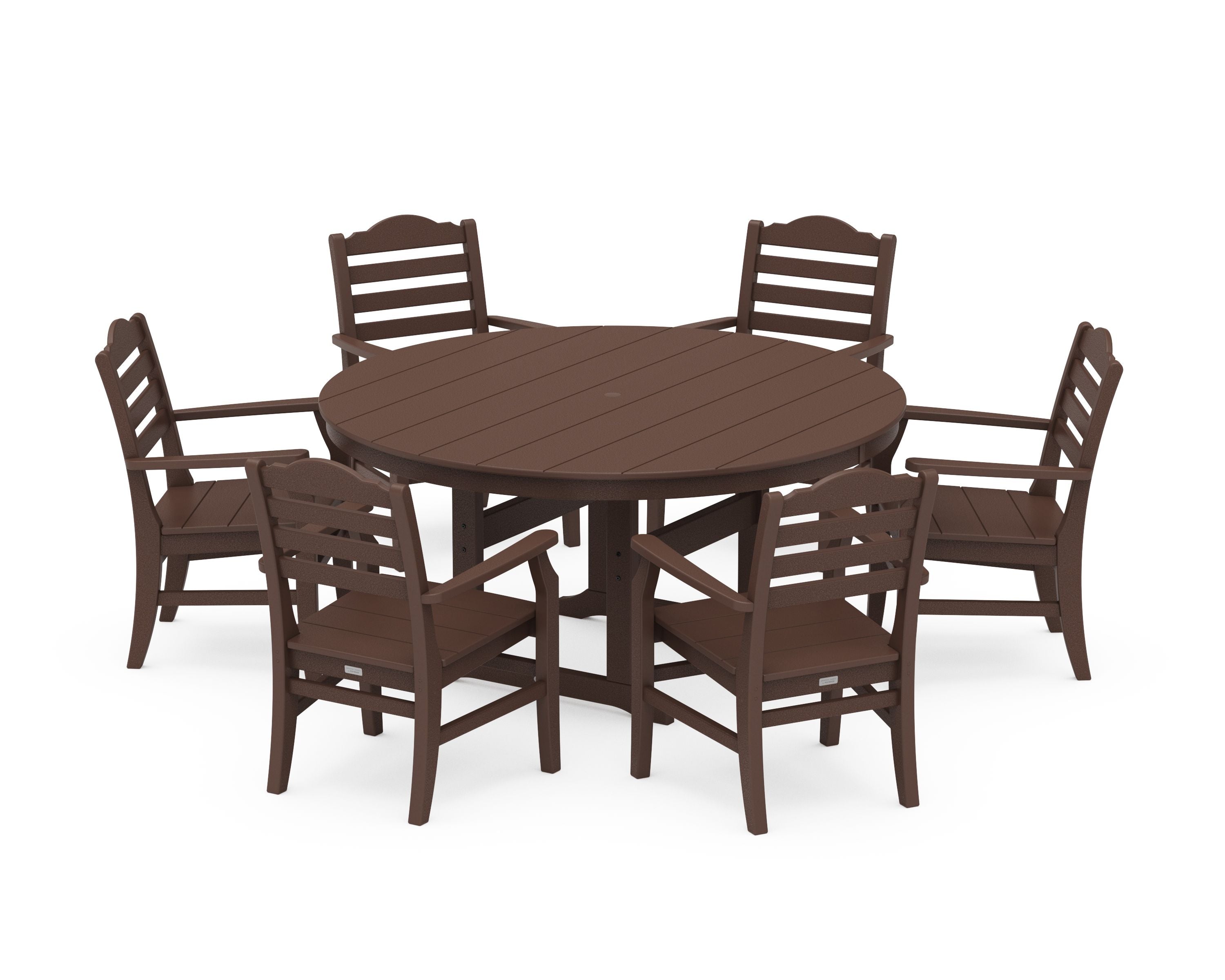 Savannah 7-Piece Arm Chair Round Farmhouse Dining Set in Mahogany