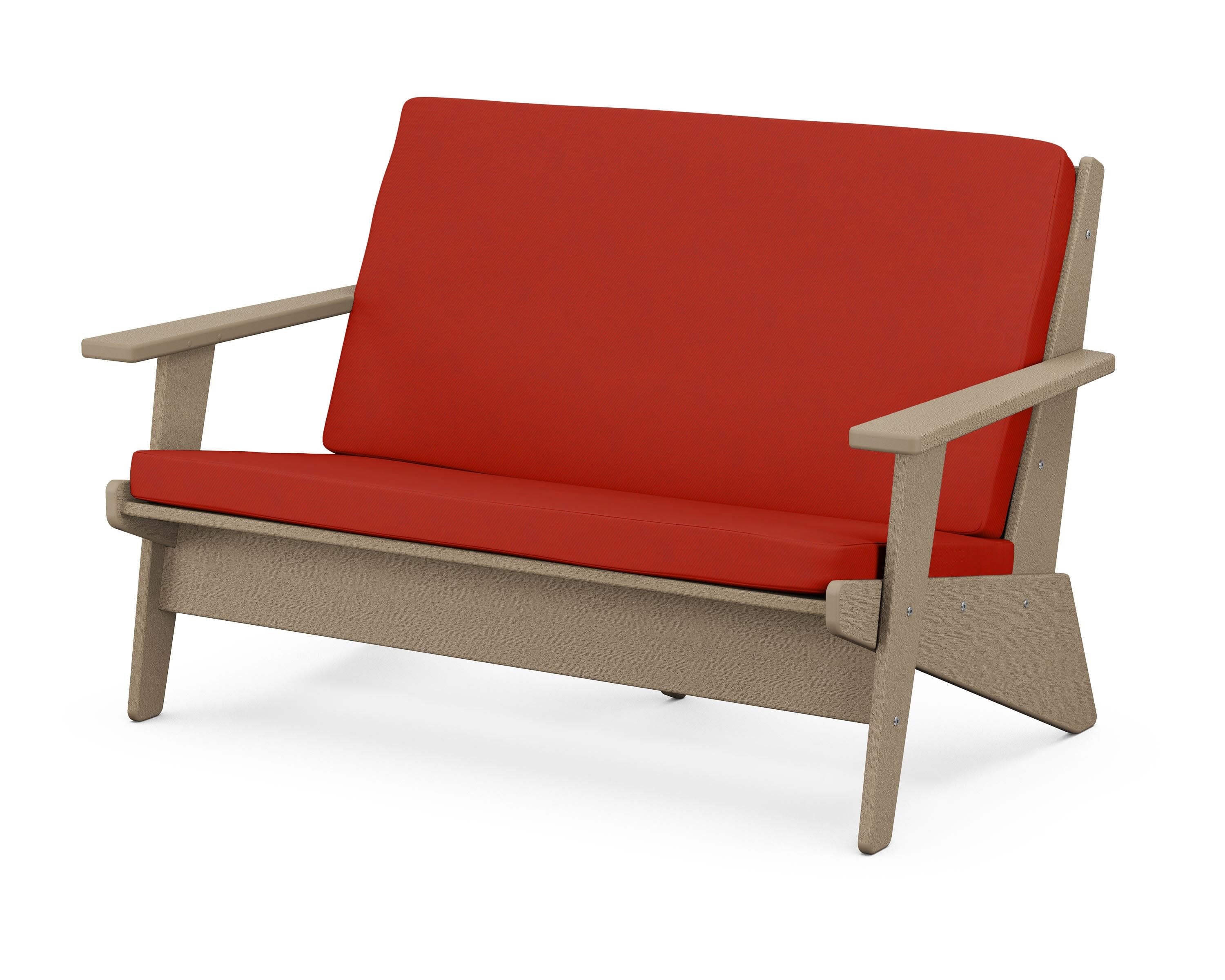 Riviera Modern Lounge Loveseat in Vintage Sahara / Canvas Jockey Red