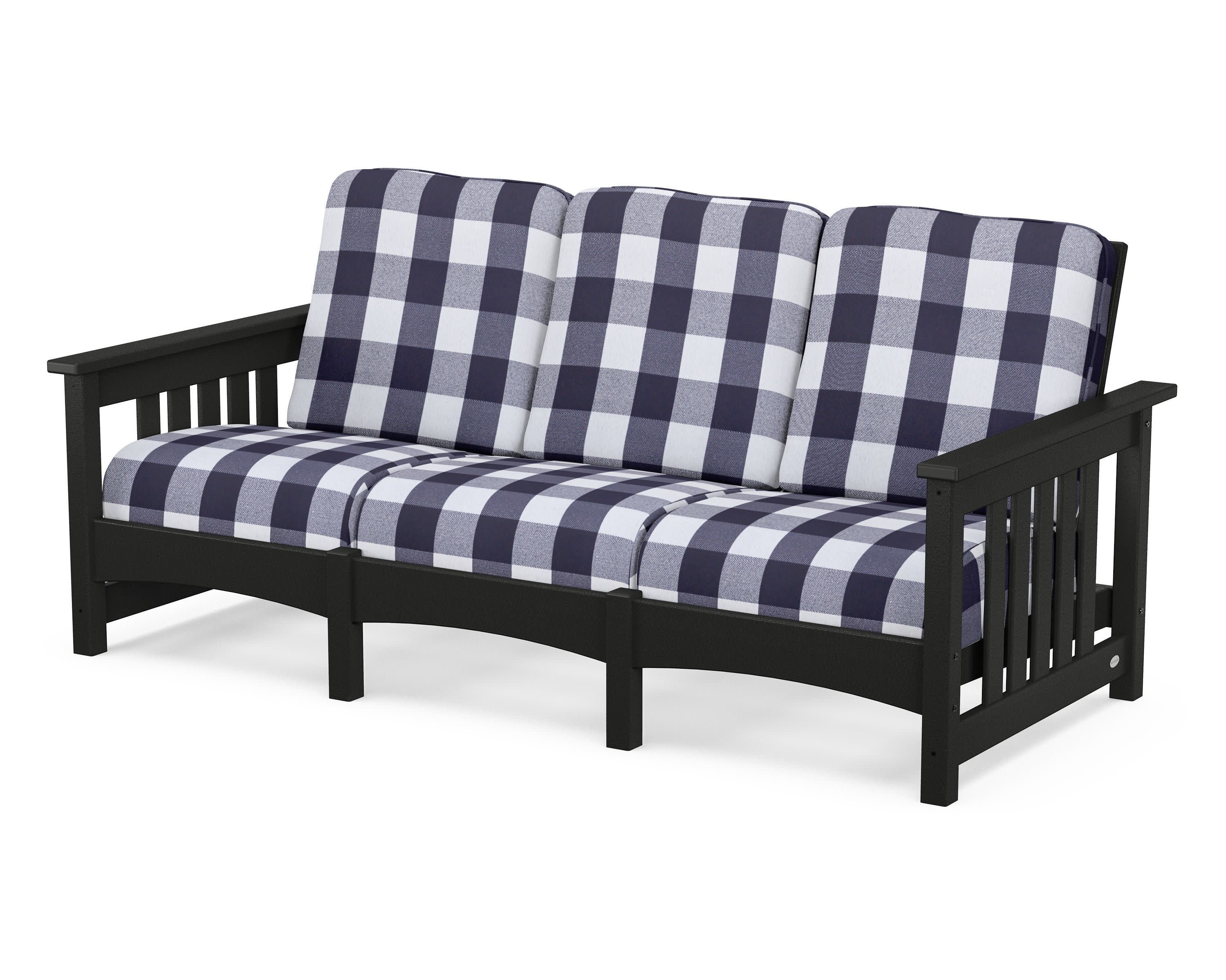 Club Mission Sofa in Black / Buffalo Plaid Navy
