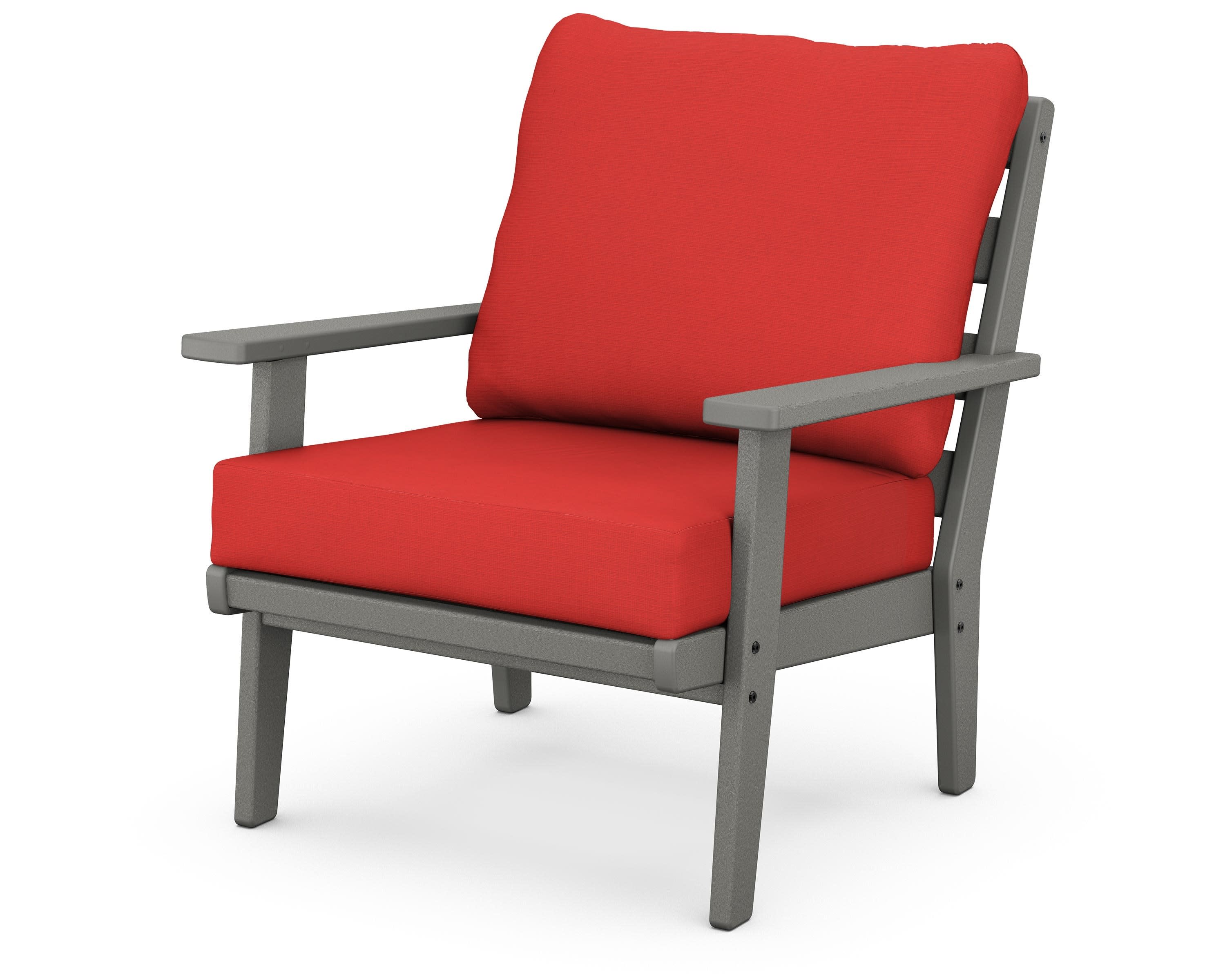 Grant Park Deep Seating Chair in Slate Grey / Crimson Linen