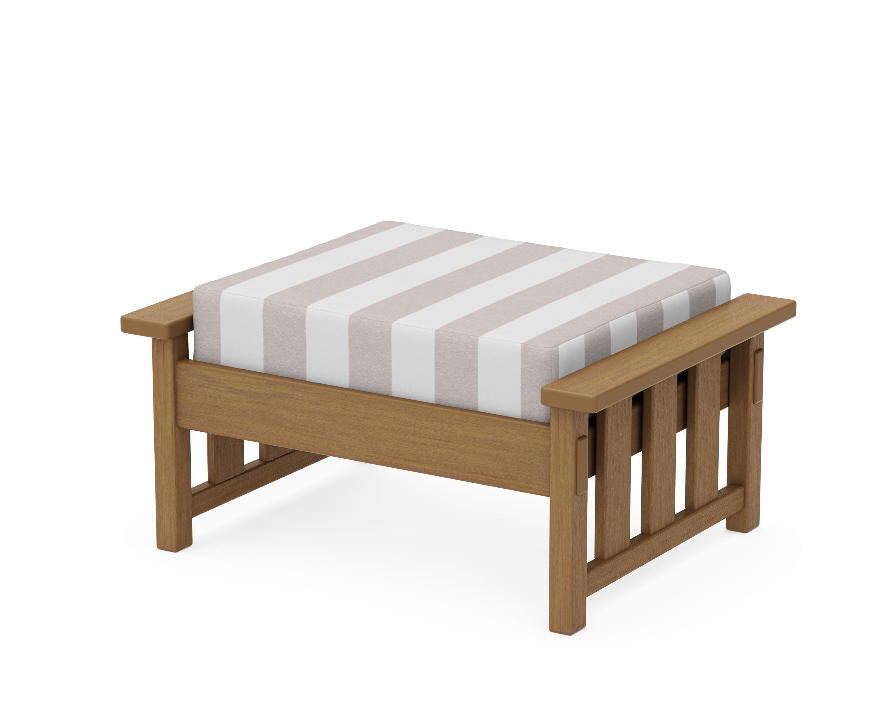 Acadia Deep Seating Ottoman in Natural / Cabana Stripe Dune Burlap