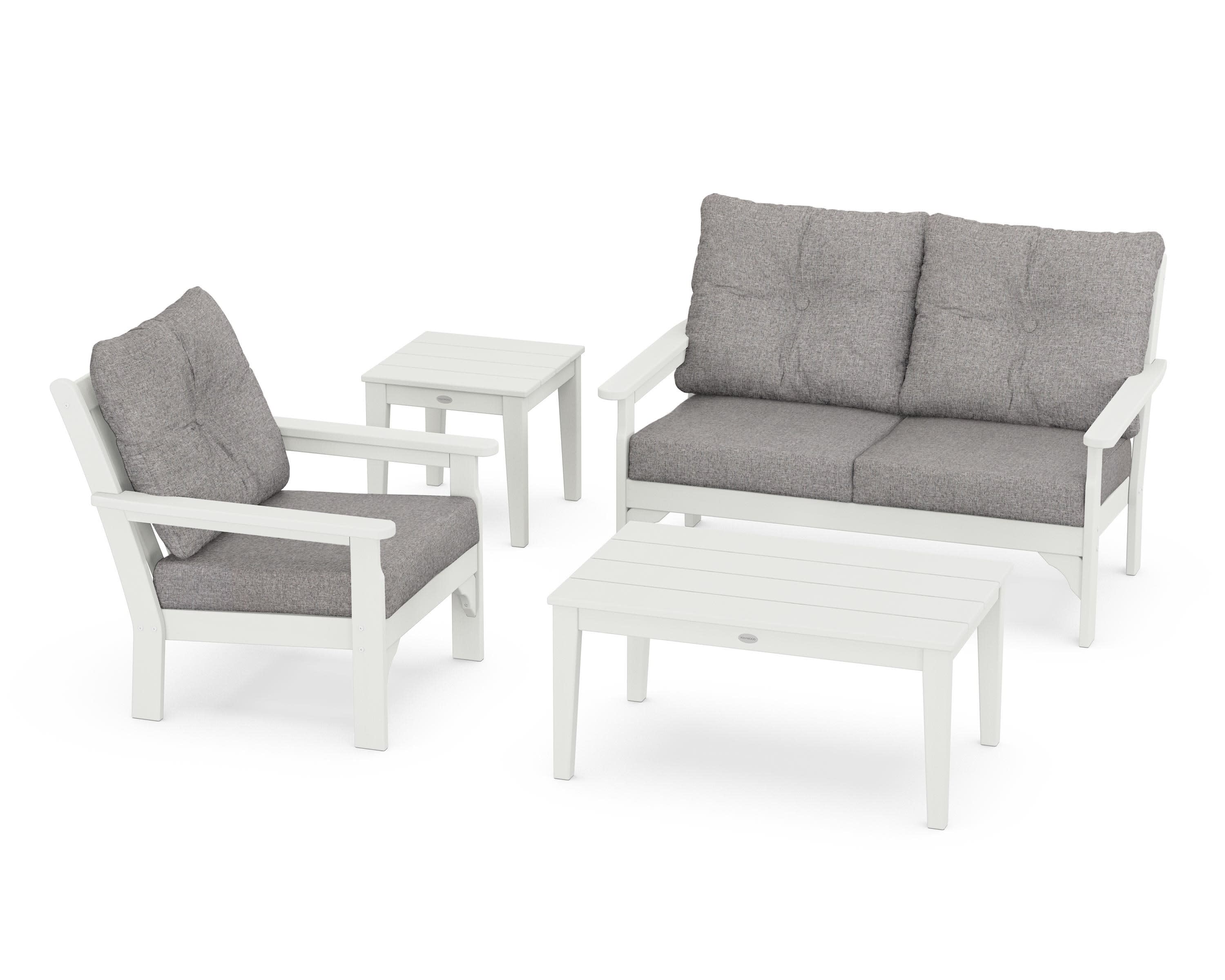 Vineyard 4-Piece Deep Seating Set in Vintage White / Grey Mist
