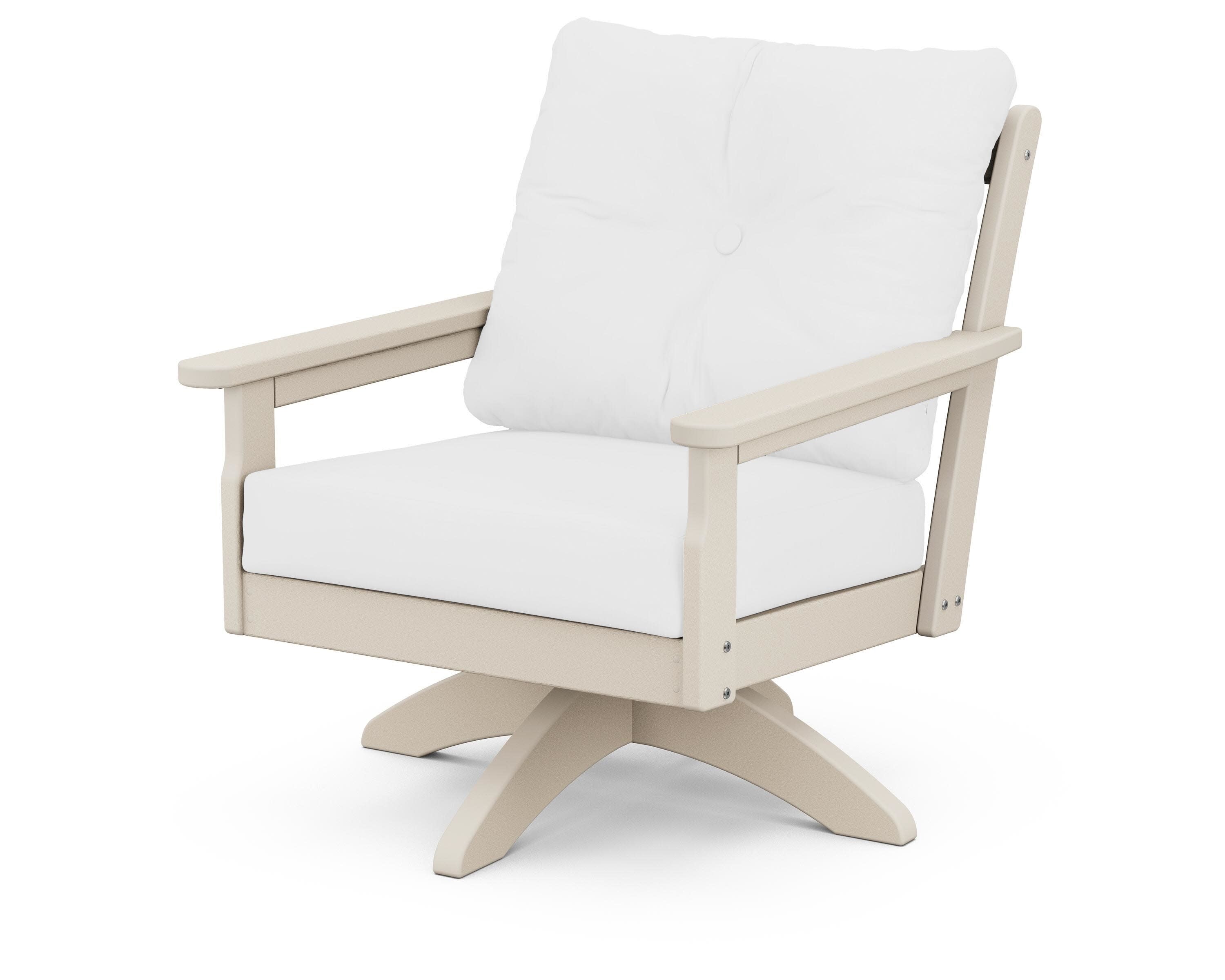 Vineyard Deep Seating Swivel Chair in Sand / Natural