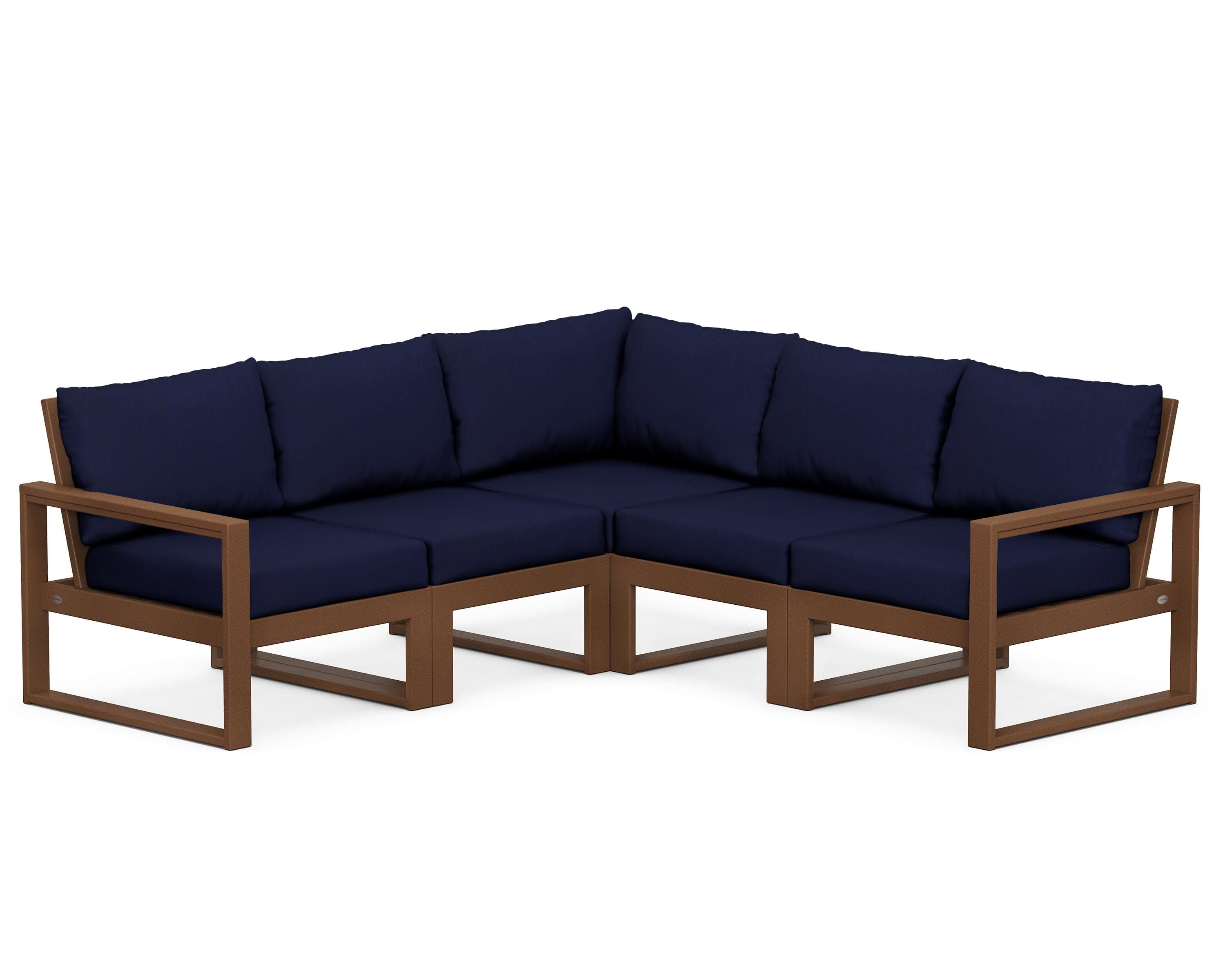 EDGE 5-Piece Modular Deep Seating Set in Teak / Navy