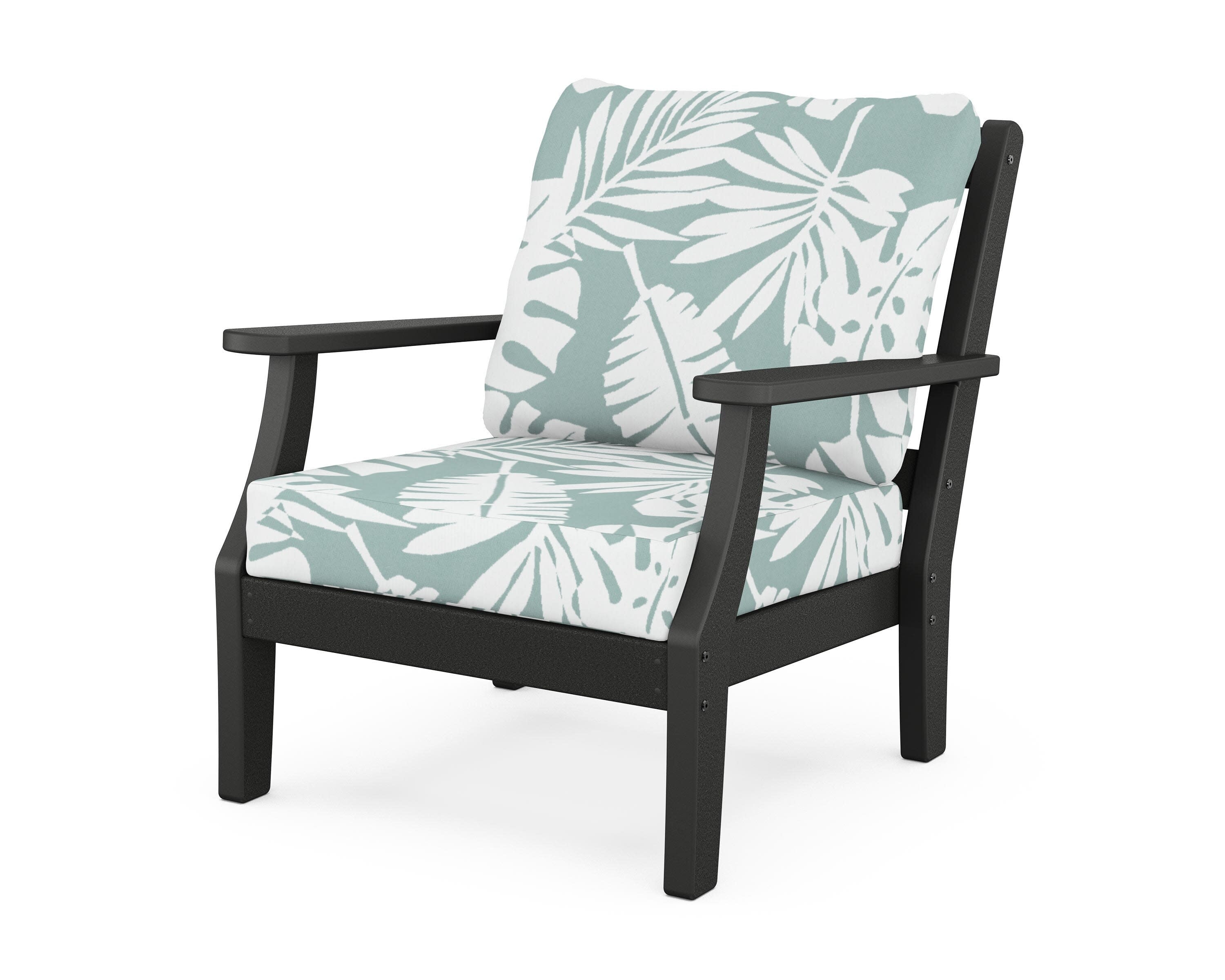 Chinoiserie Deep Seating Chair in Black / Leaf Glacier Spa