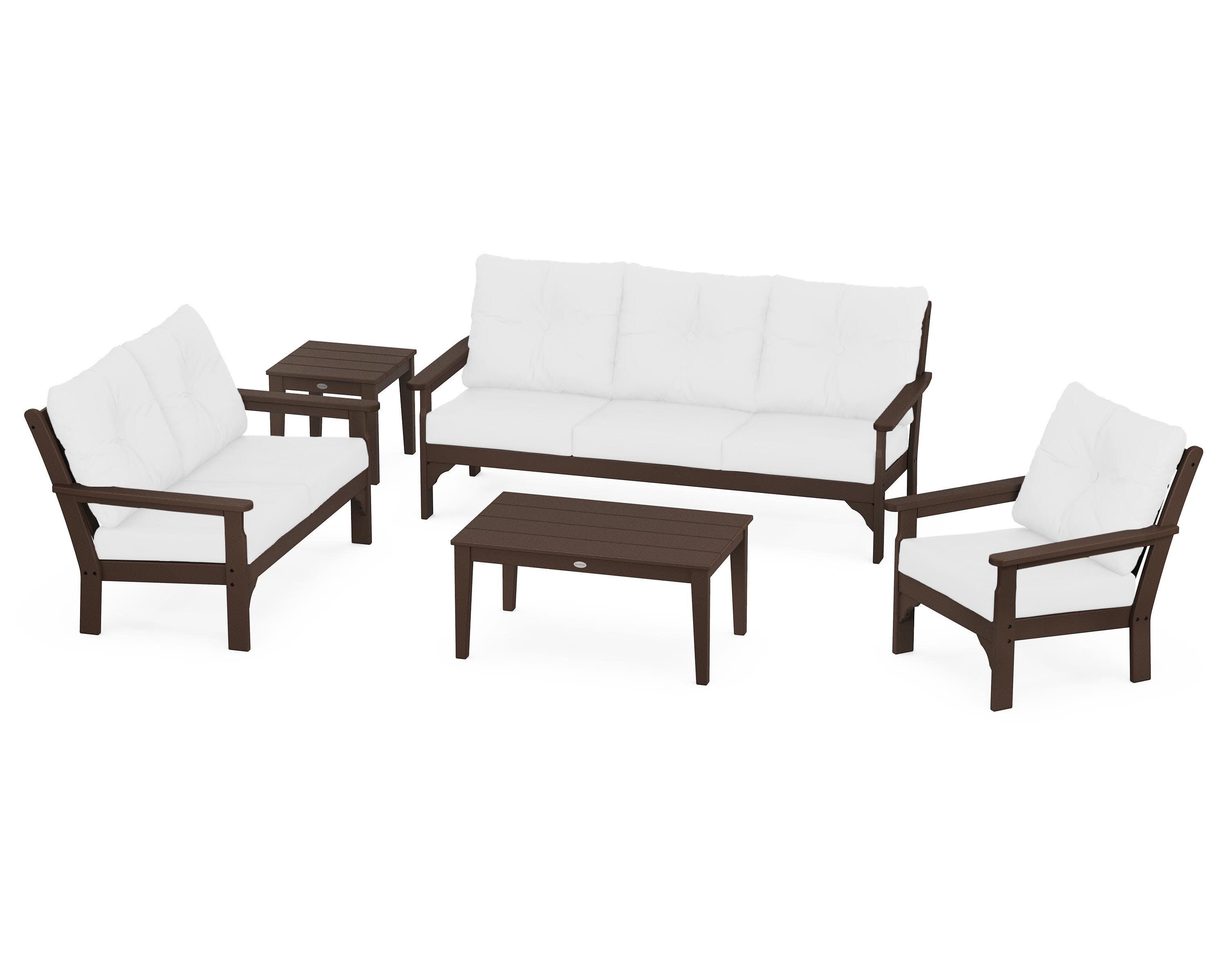 Vineyard 5 Piece Deep Seating Set in Mahogany / Natural