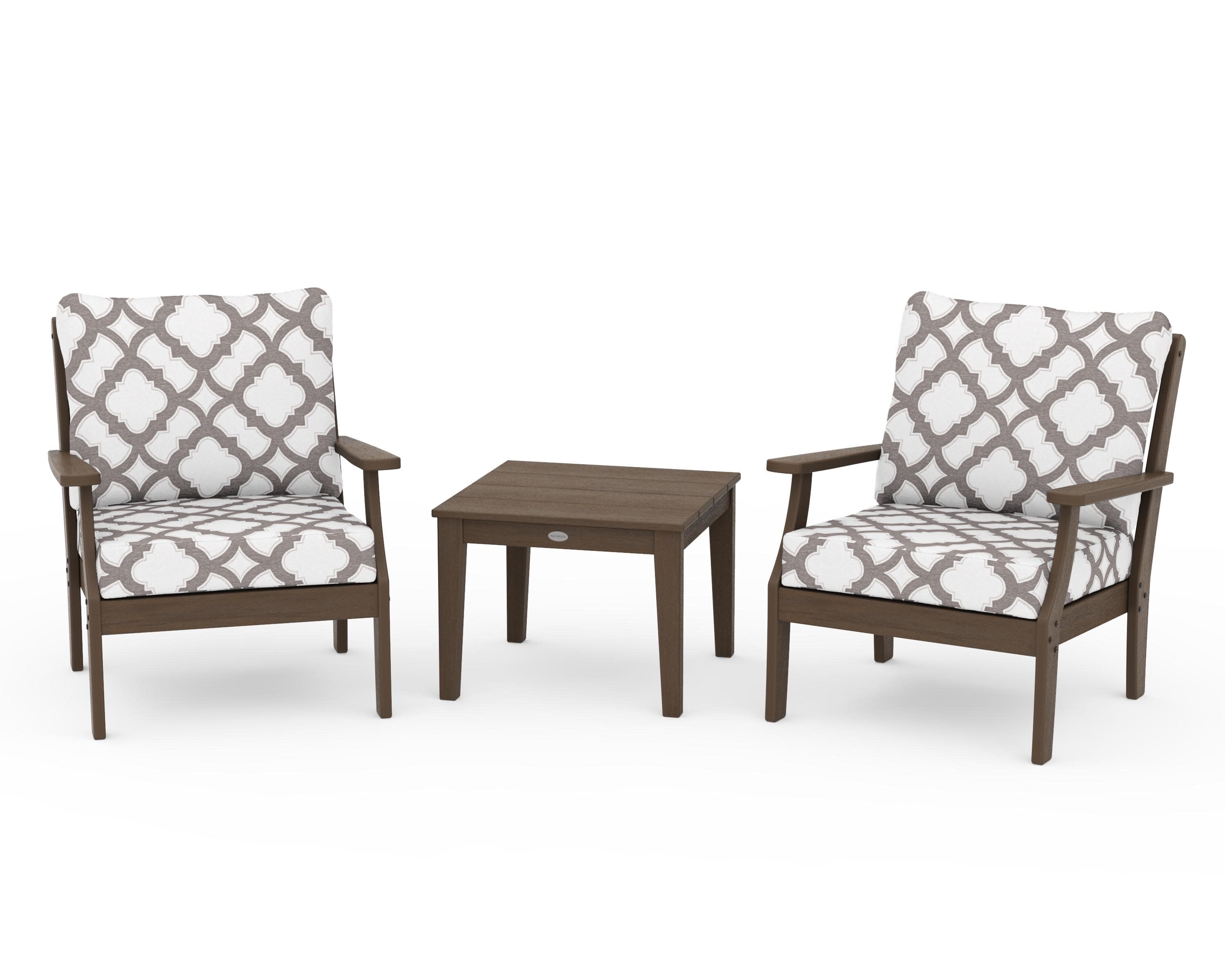 Braxton 3-Piece Deep Seating Set in Kona / Trellis Grey Mist