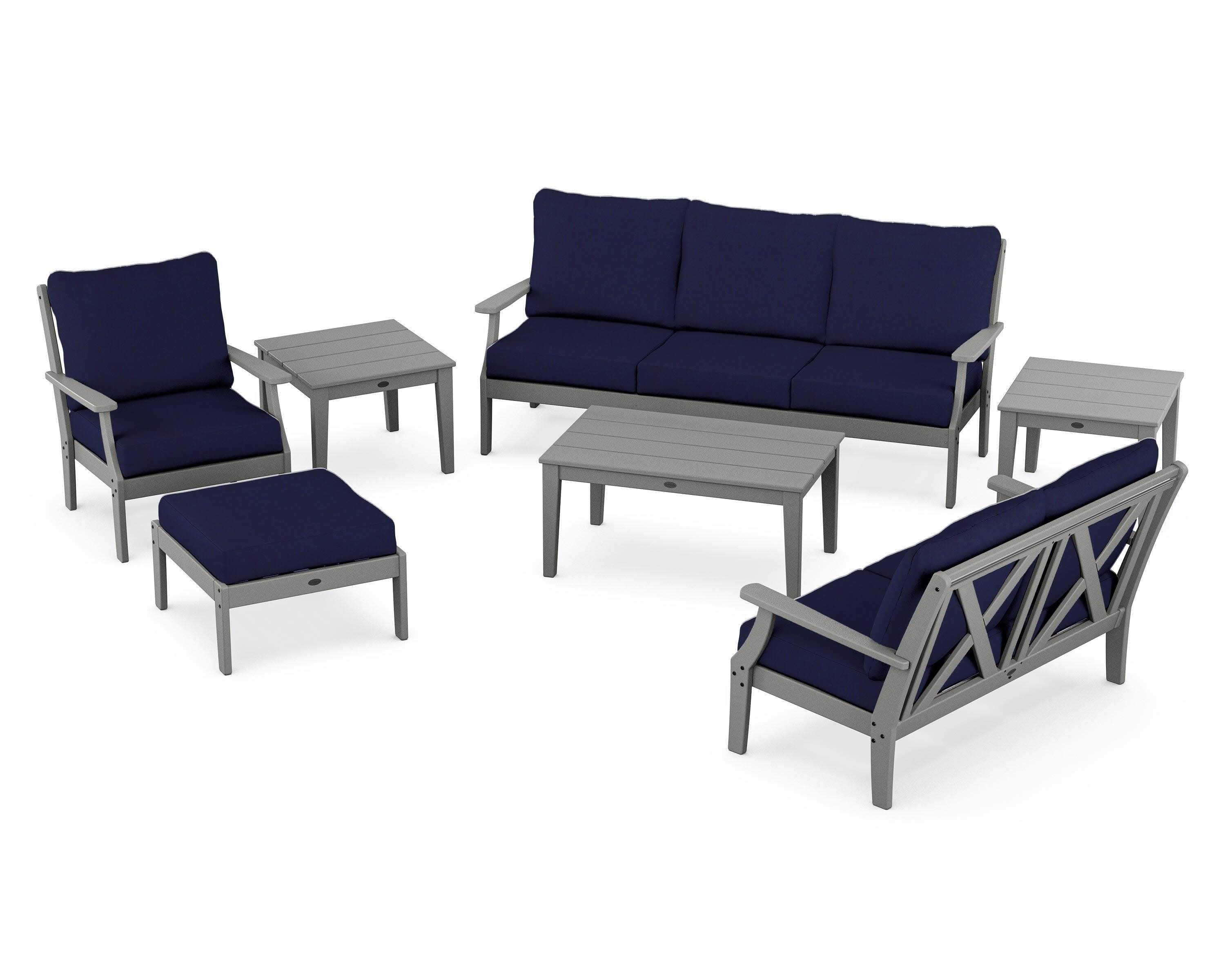 Braxton 7-Piece Deep Seating Set in Slate Grey / Navy