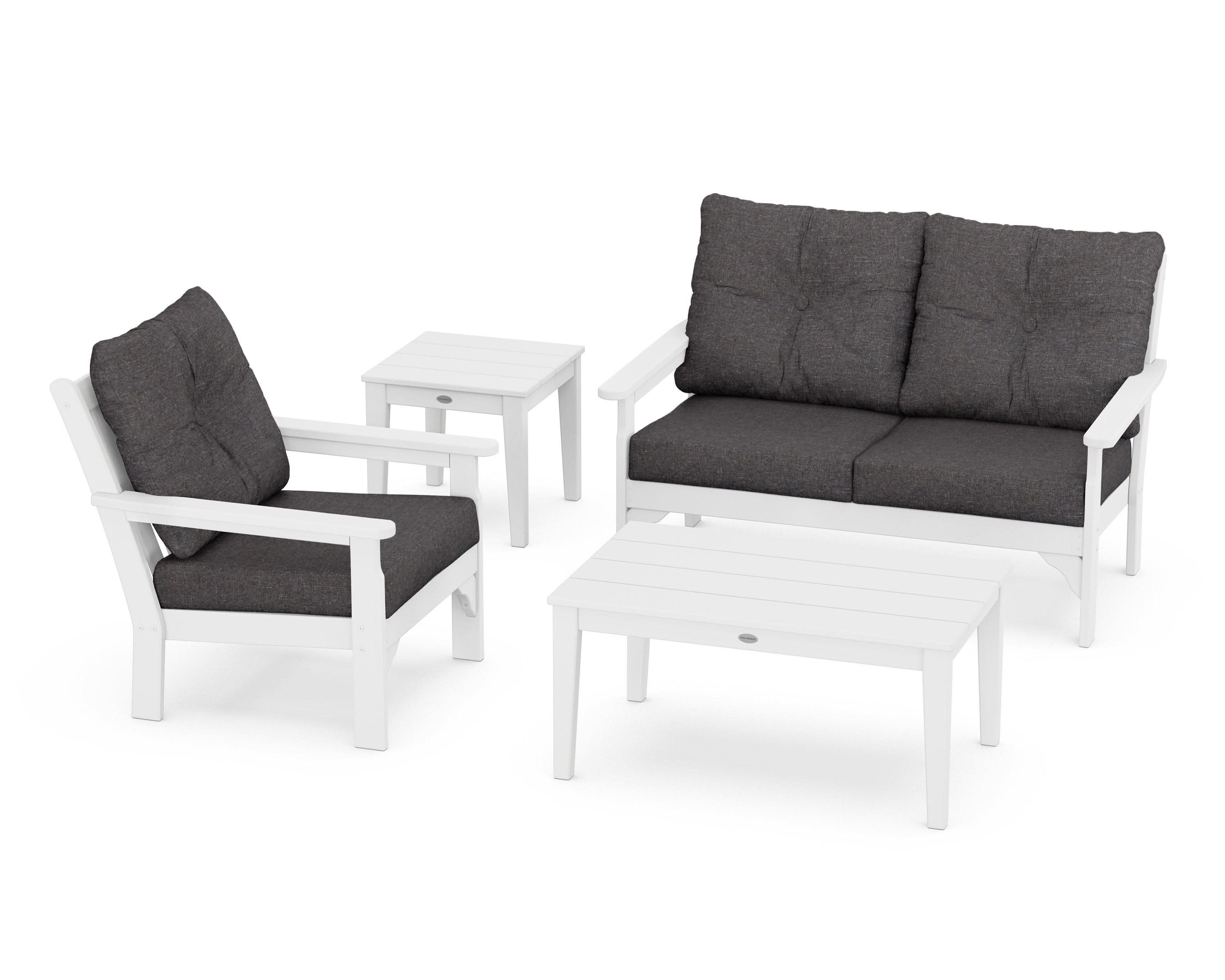 Vineyard 4-Piece Deep Seating Set in White / Ash Charcoal