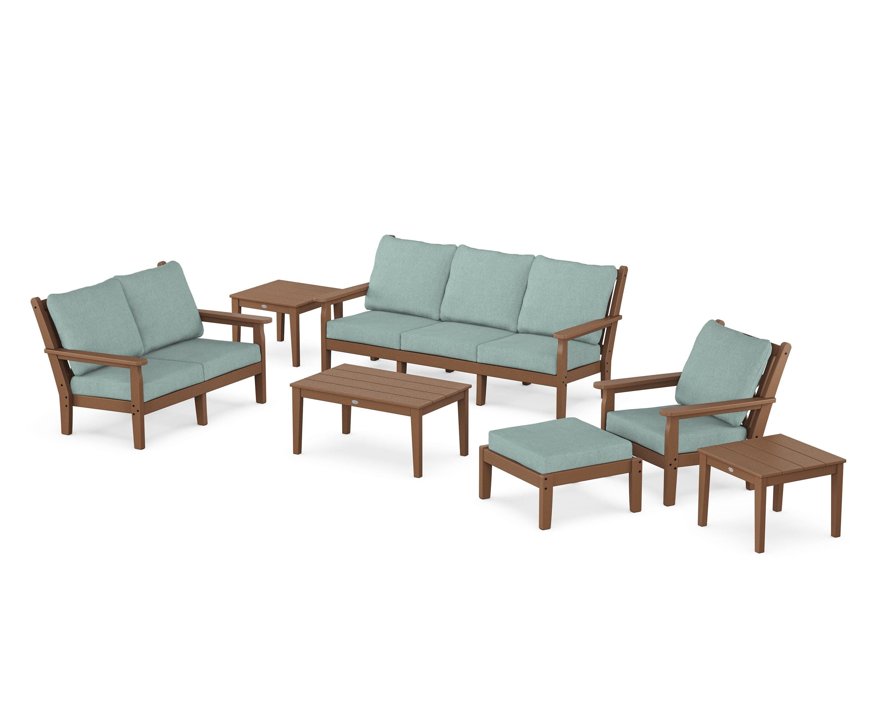Chippendale 7-Piece Deep Seating Set in Teak / Glacier Spa