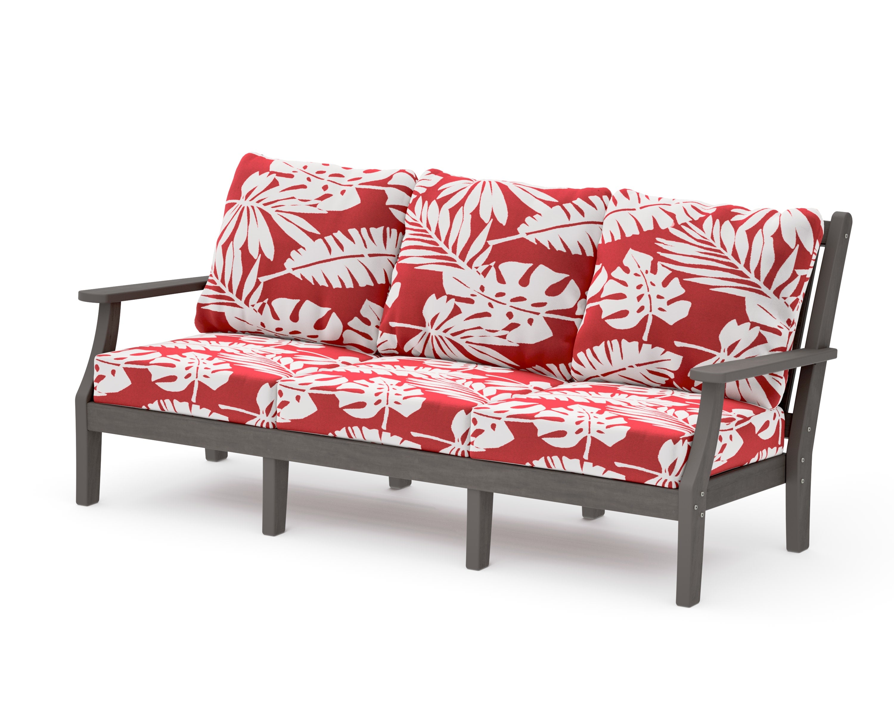 Wovendale Deep Seating Sofa in Driftwood / Leaf Crimson