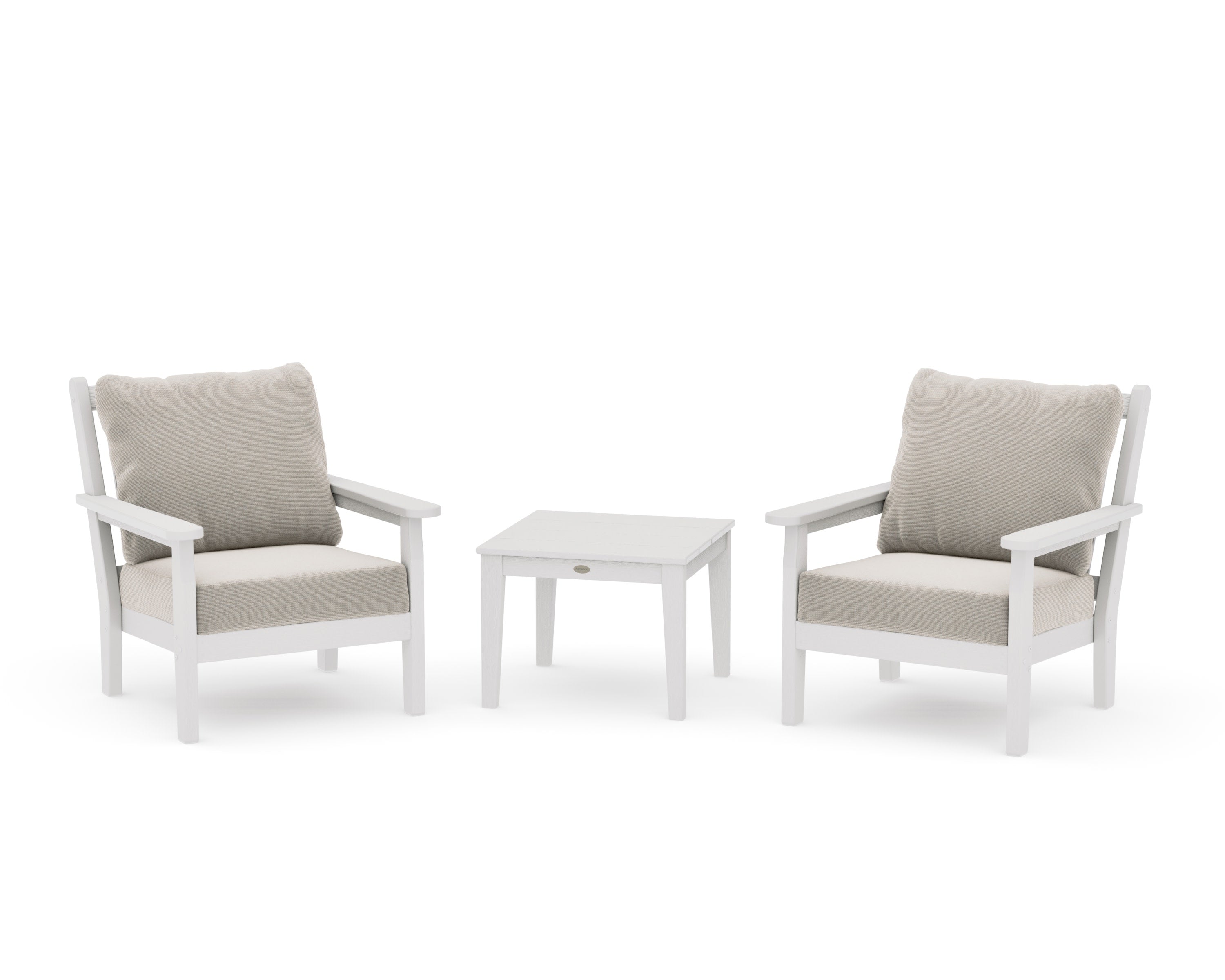 Chippendale 3-Piece Deep Seating Set in Vintage White / Dune Burlap