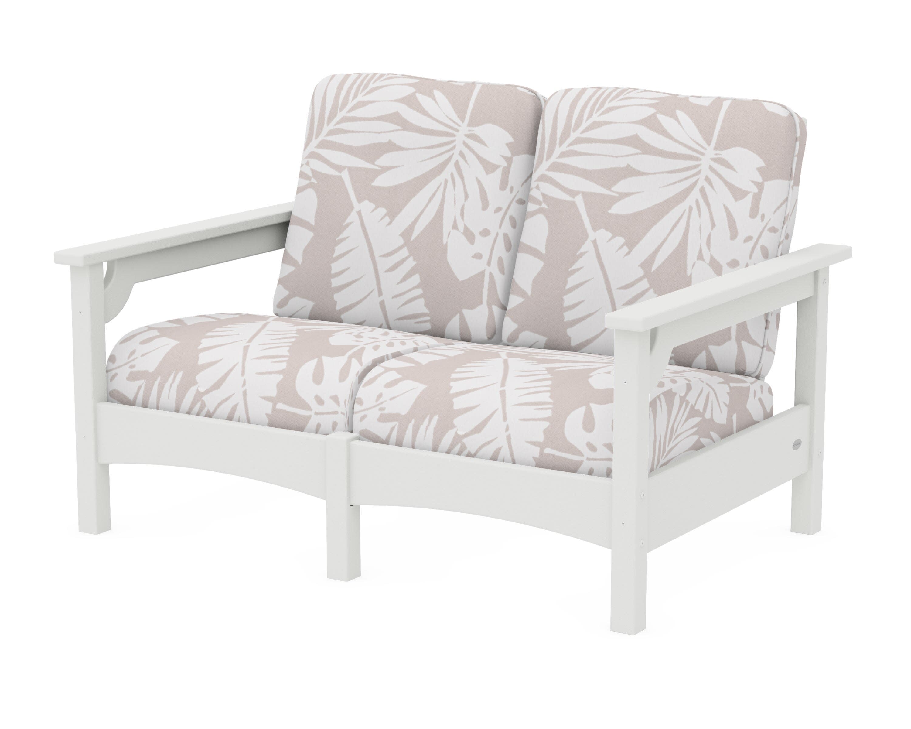 Club Loveseat in Vintage White / Leaf Dune Burlap