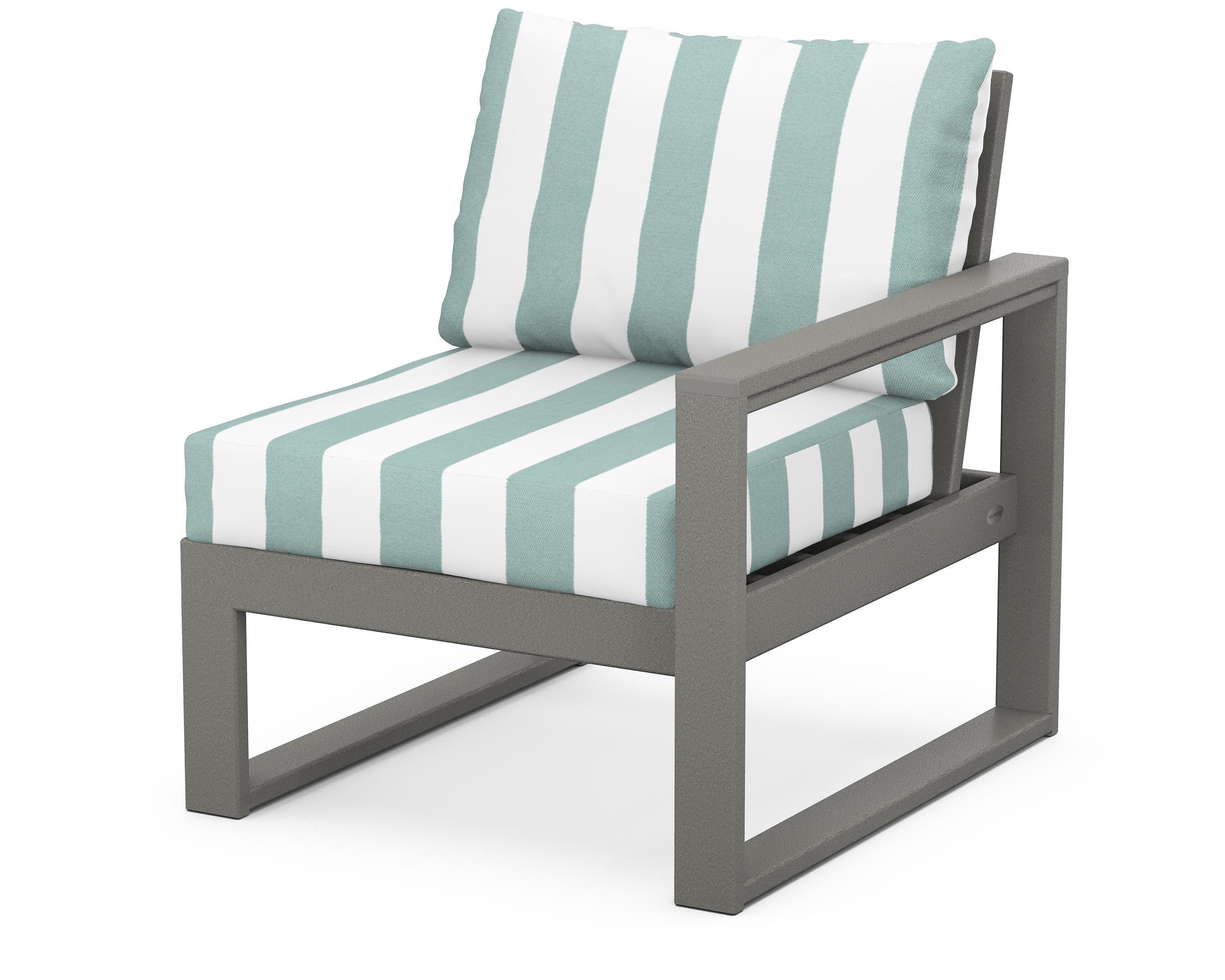 EDGE Modular Right Arm Chair in Slate Grey / Cabana Stripe Glacier Spa